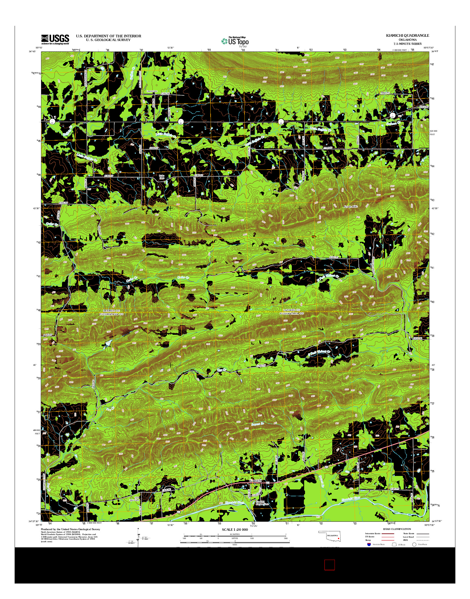 USGS US TOPO 7.5-MINUTE MAP FOR KIAMICHI, OK 2012