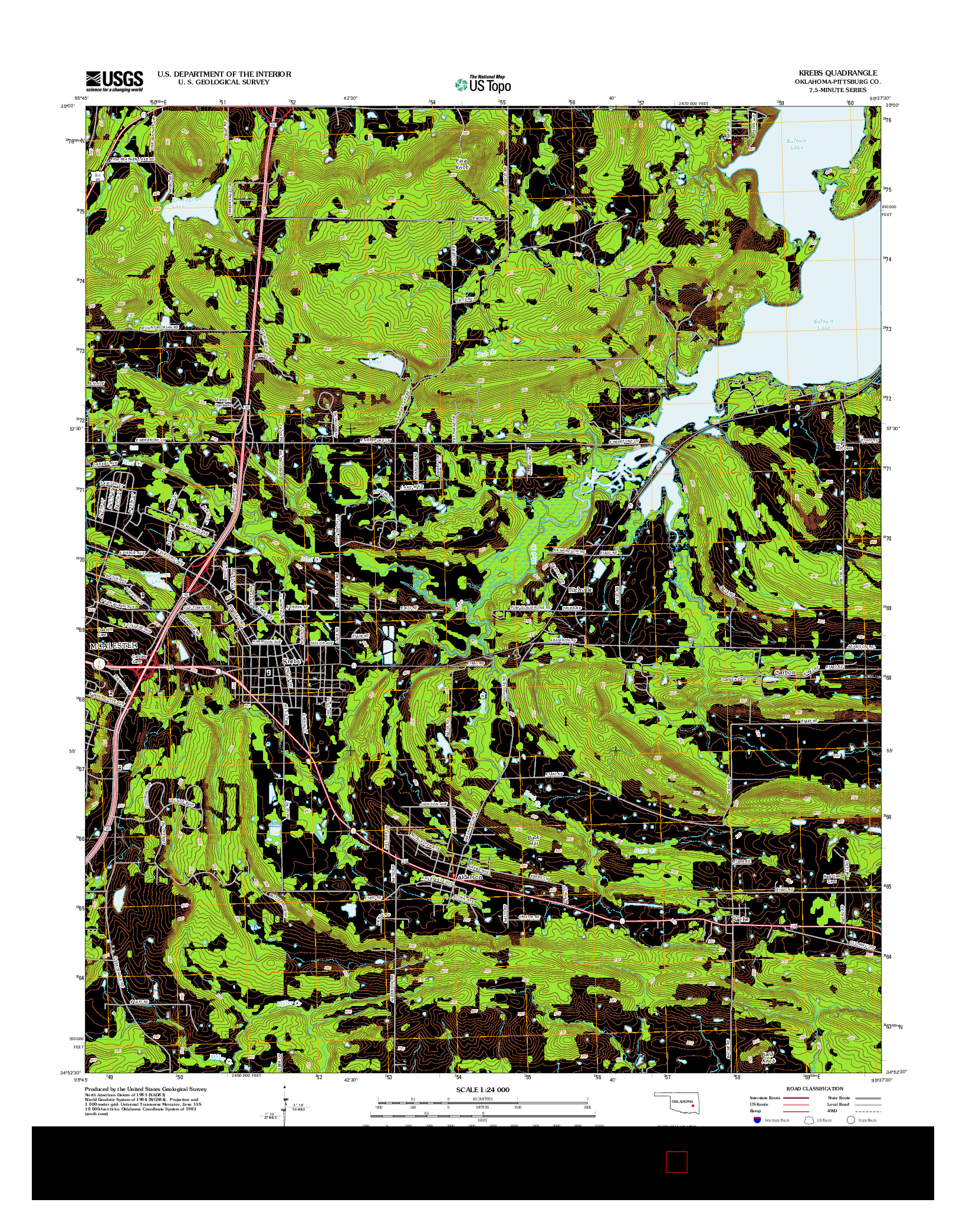 USGS US TOPO 7.5-MINUTE MAP FOR KREBS, OK 2012