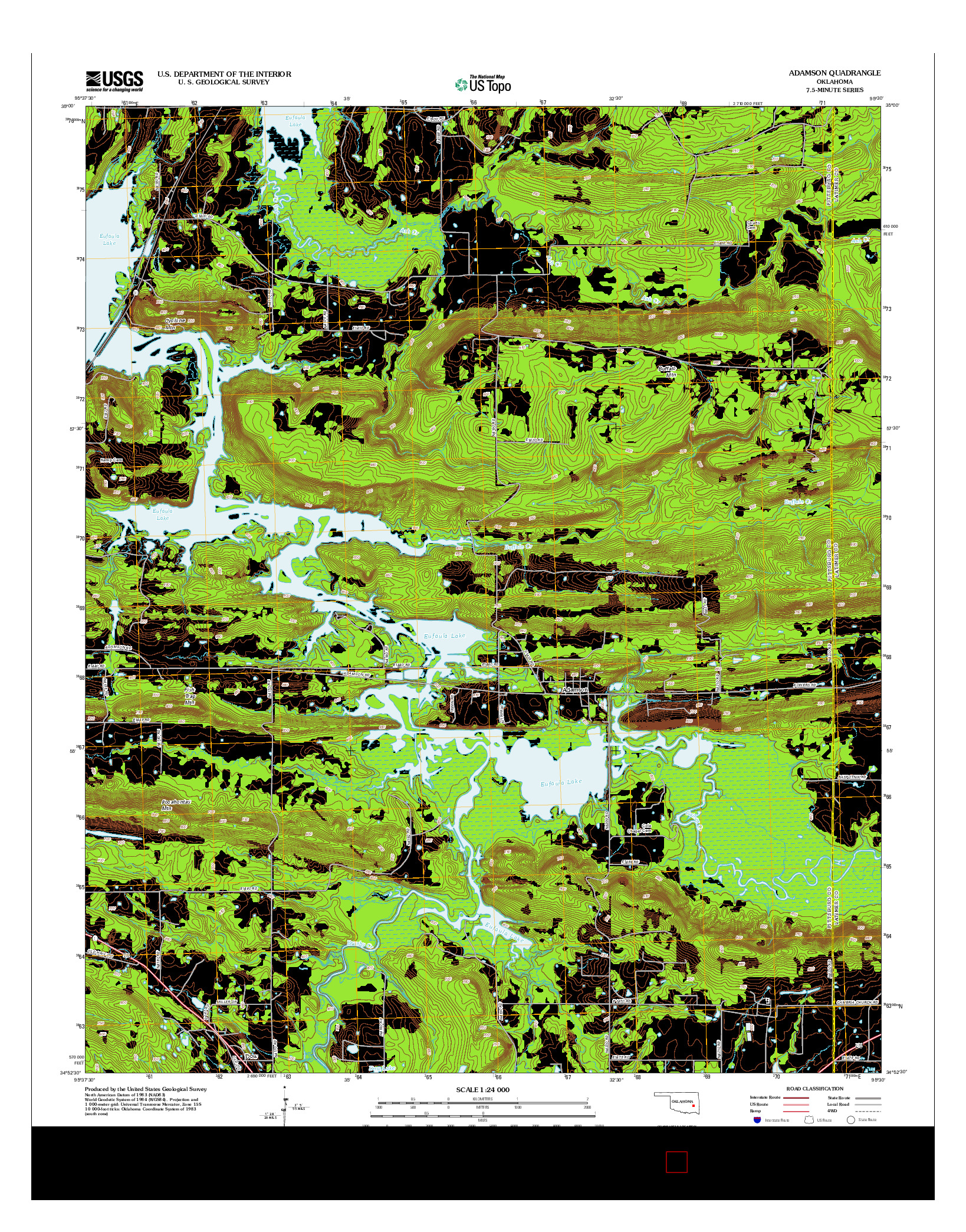 USGS US TOPO 7.5-MINUTE MAP FOR ADAMSON, OK 2012