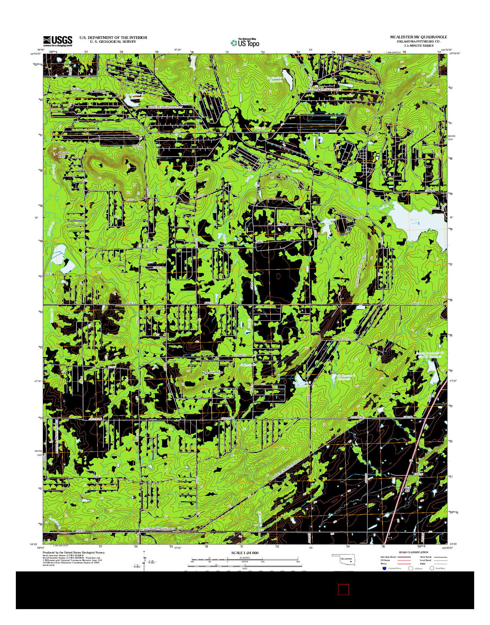 USGS US TOPO 7.5-MINUTE MAP FOR MCALESTER SW, OK 2012