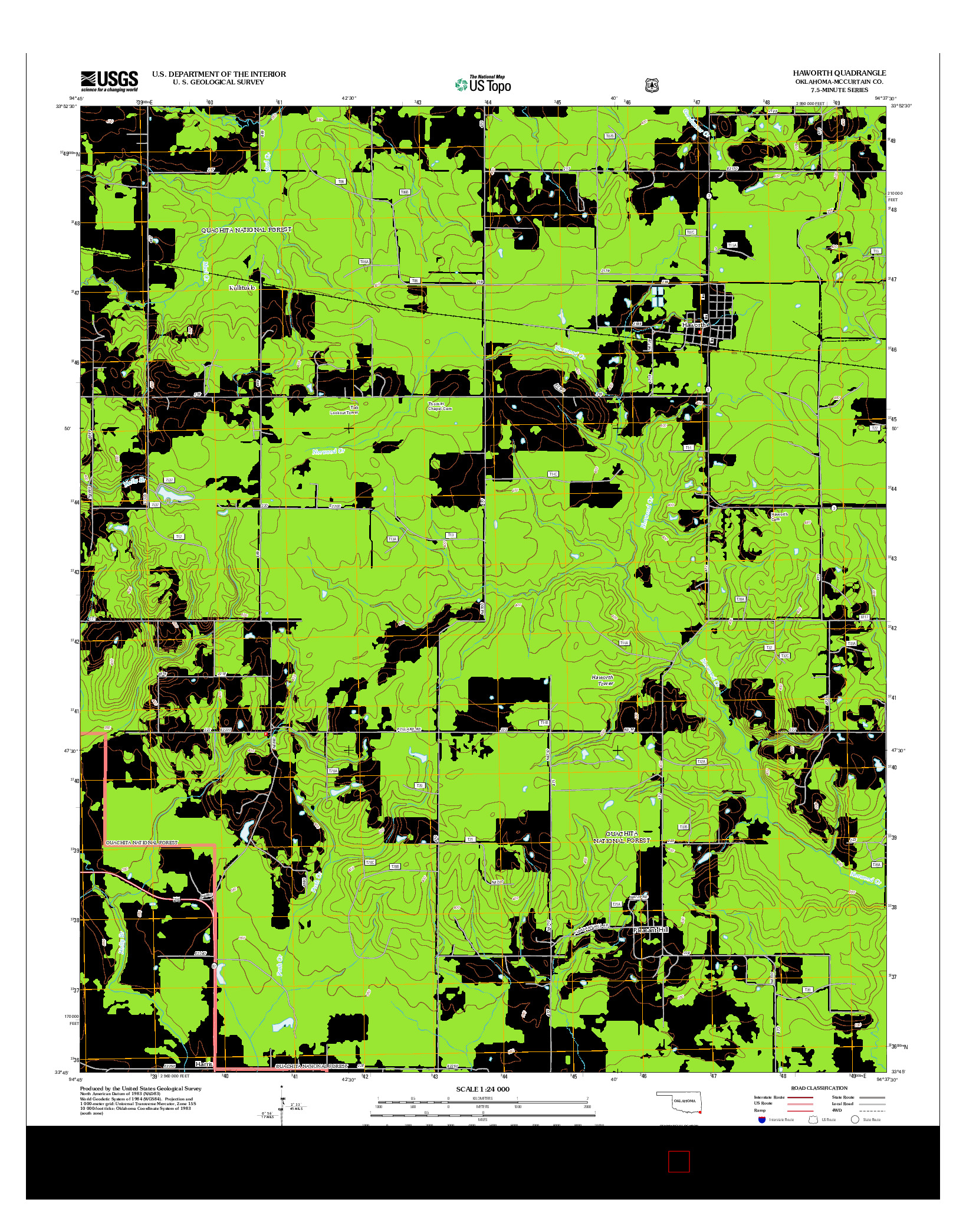 USGS US TOPO 7.5-MINUTE MAP FOR HAWORTH, OK 2012