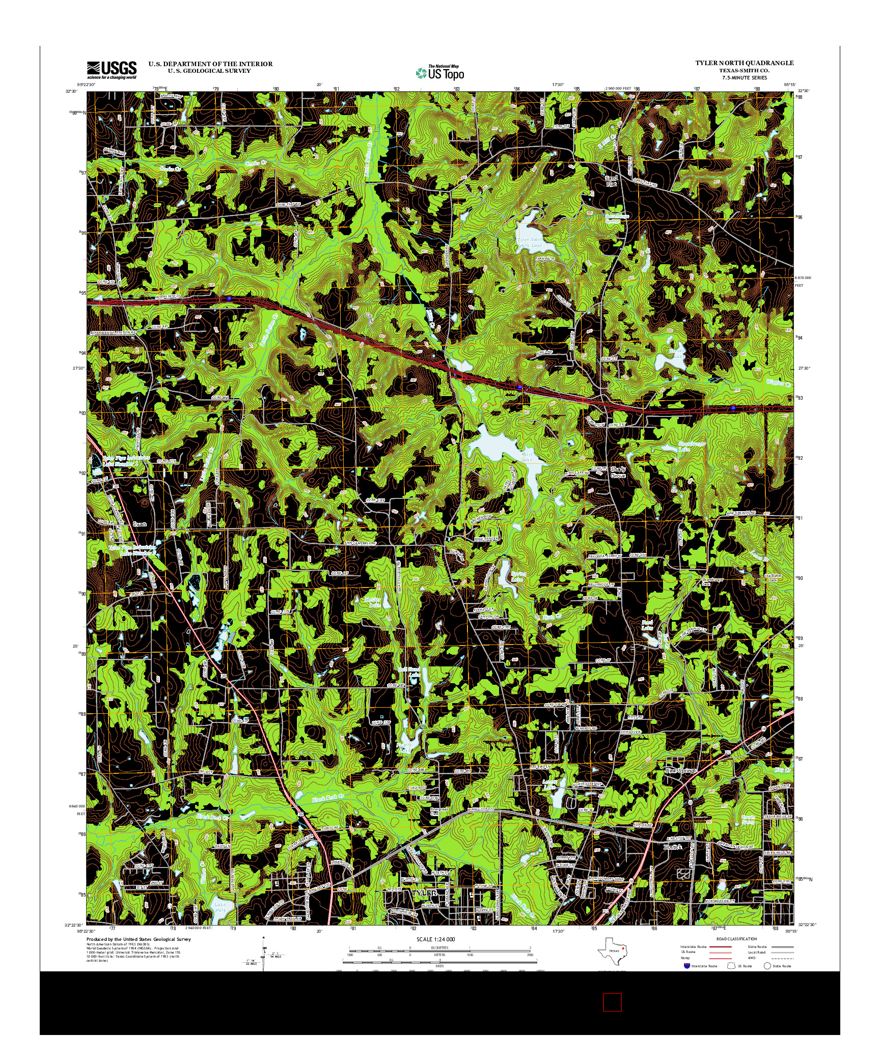 USGS US TOPO 7.5-MINUTE MAP FOR TYLER NORTH, TX 2012