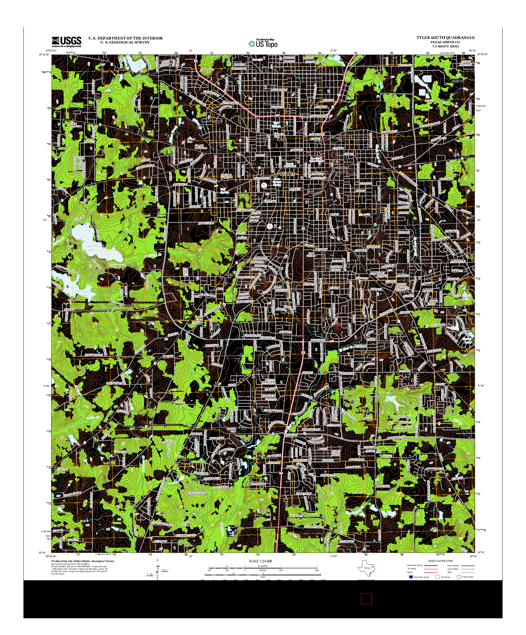 USGS US TOPO 7.5-MINUTE MAP FOR TYLER SOUTH, TX 2012