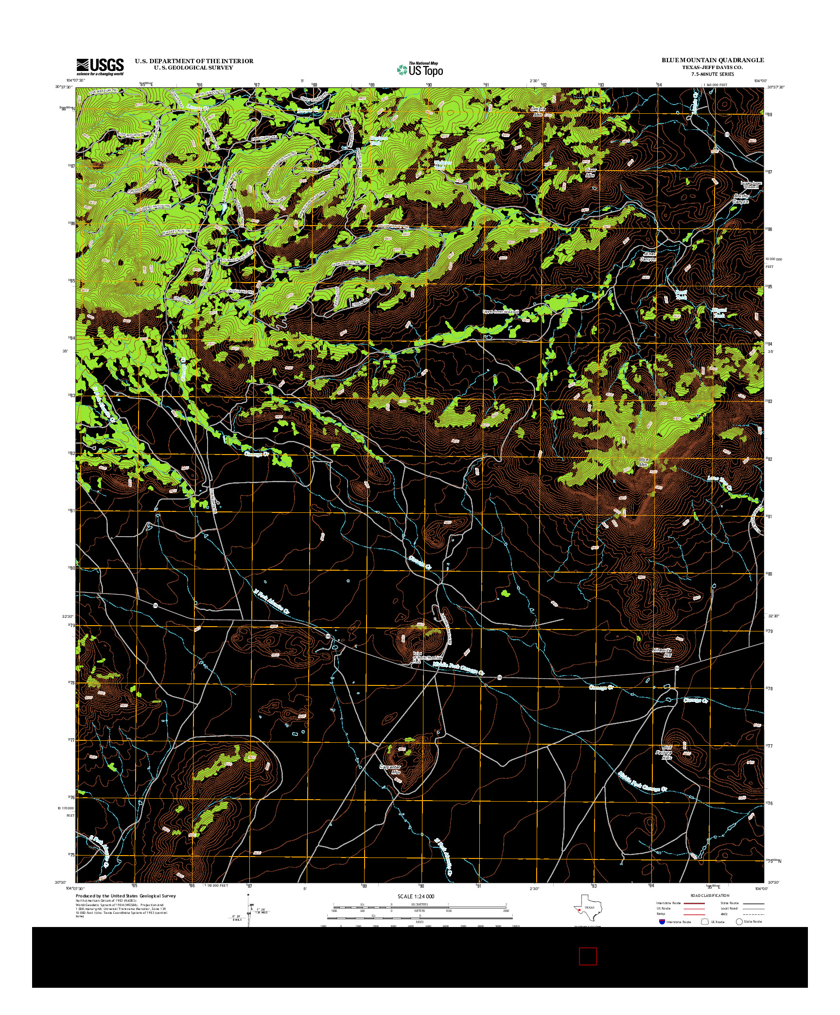 USGS US TOPO 7.5-MINUTE MAP FOR BLUE MOUNTAIN, TX 2012