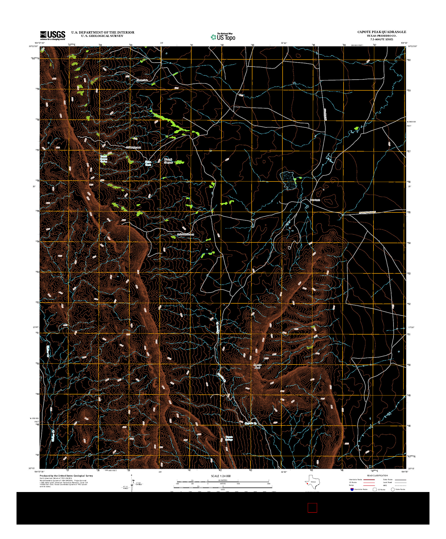 USGS US TOPO 7.5-MINUTE MAP FOR CAPOTE PEAK, TX 2012