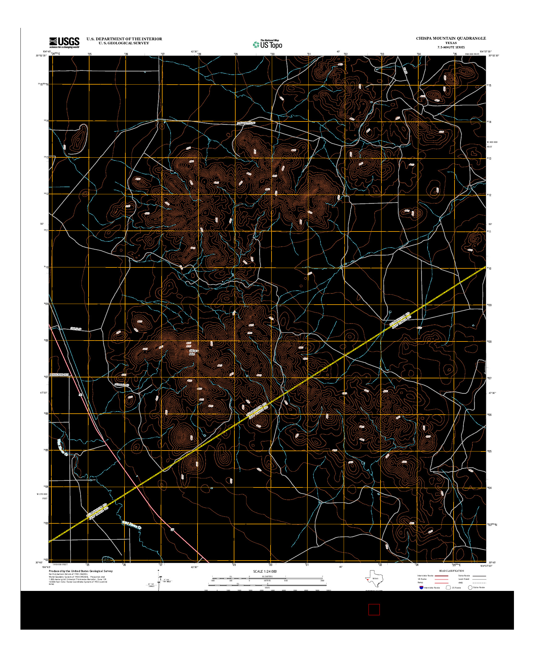 USGS US TOPO 7.5-MINUTE MAP FOR CHISPA MOUNTAIN, TX 2012