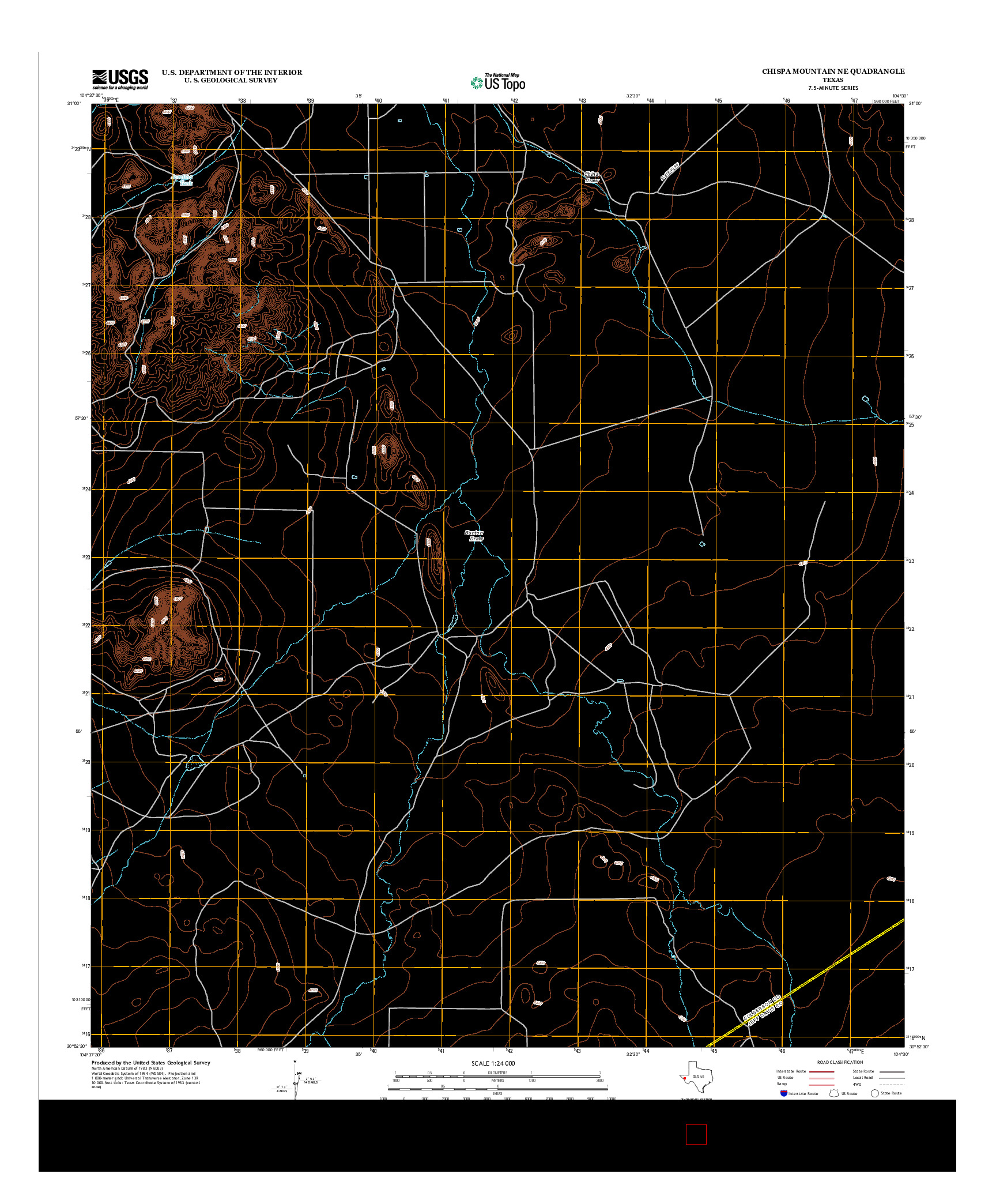 USGS US TOPO 7.5-MINUTE MAP FOR CHISPA MOUNTAIN NE, TX 2012