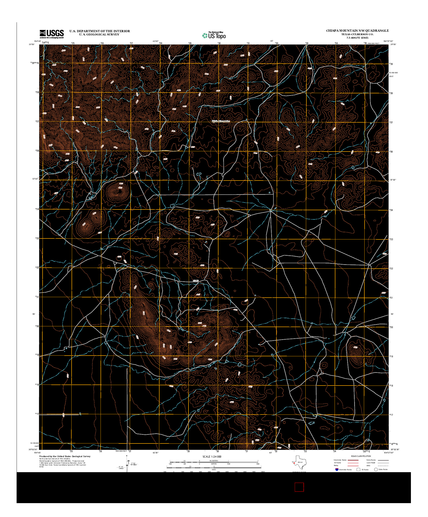 USGS US TOPO 7.5-MINUTE MAP FOR CHISPA MOUNTAIN NW, TX 2012