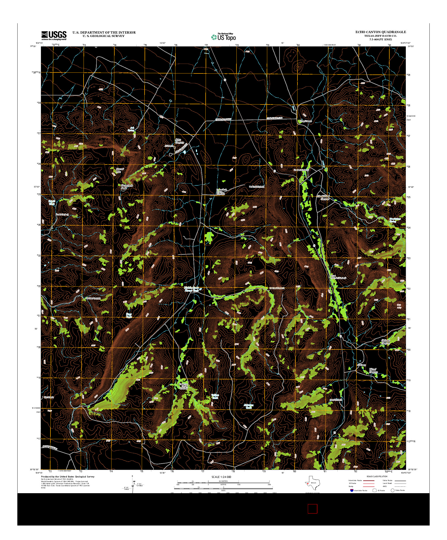 USGS US TOPO 7.5-MINUTE MAP FOR ECHO CANYON, TX 2012