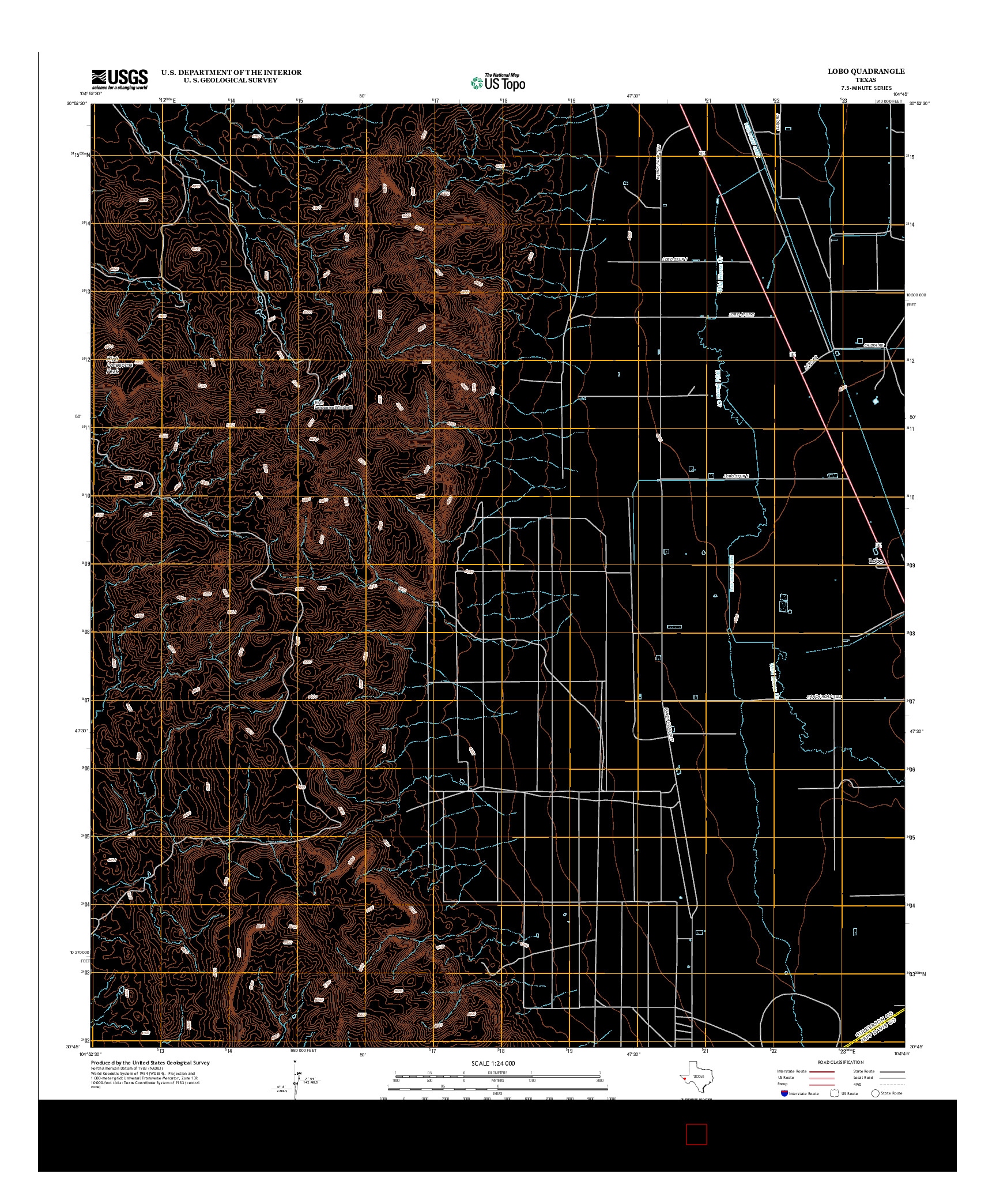 USGS US TOPO 7.5-MINUTE MAP FOR LOBO, TX 2012