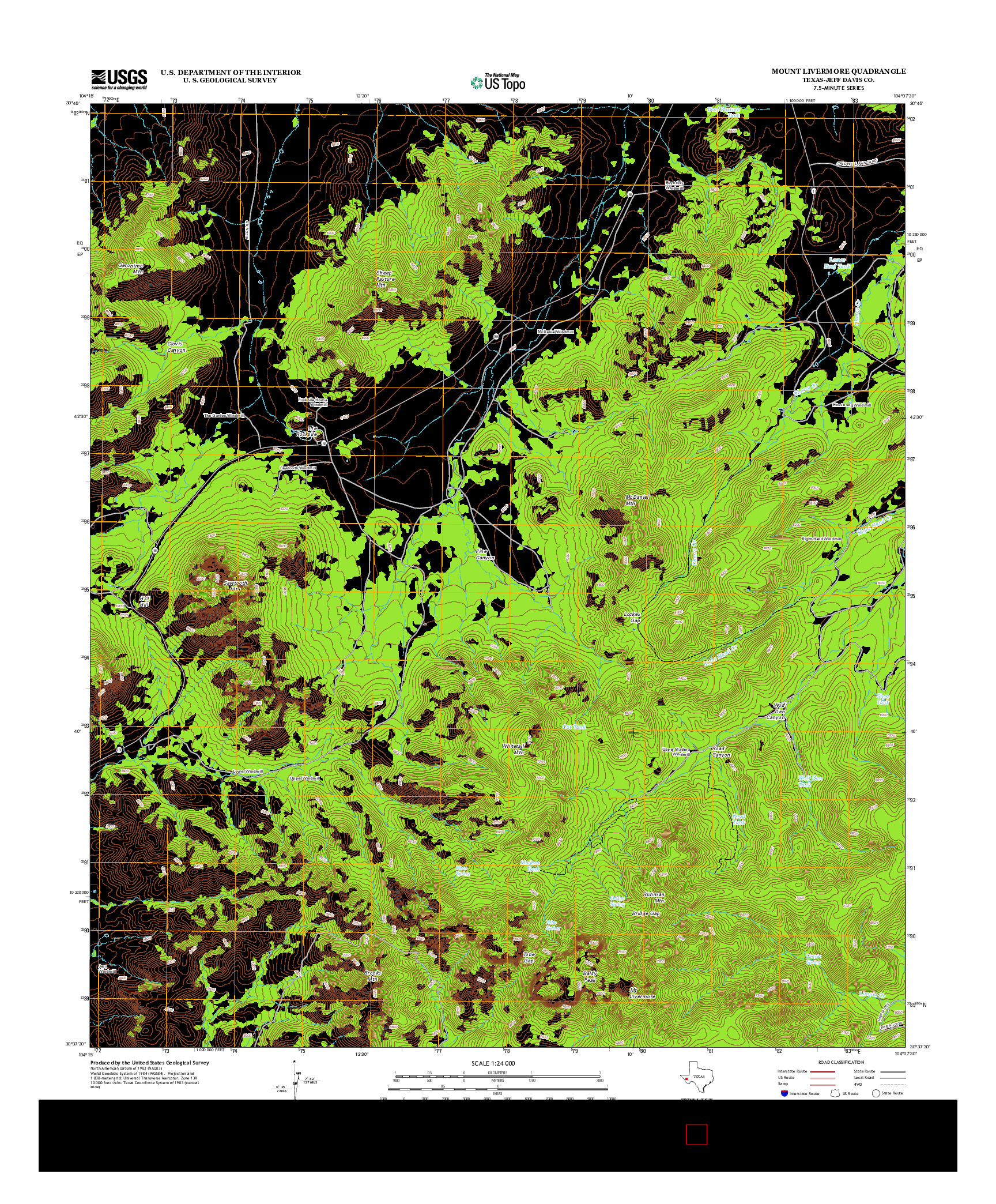 USGS US TOPO 7.5-MINUTE MAP FOR MOUNT LIVERMORE, TX 2012