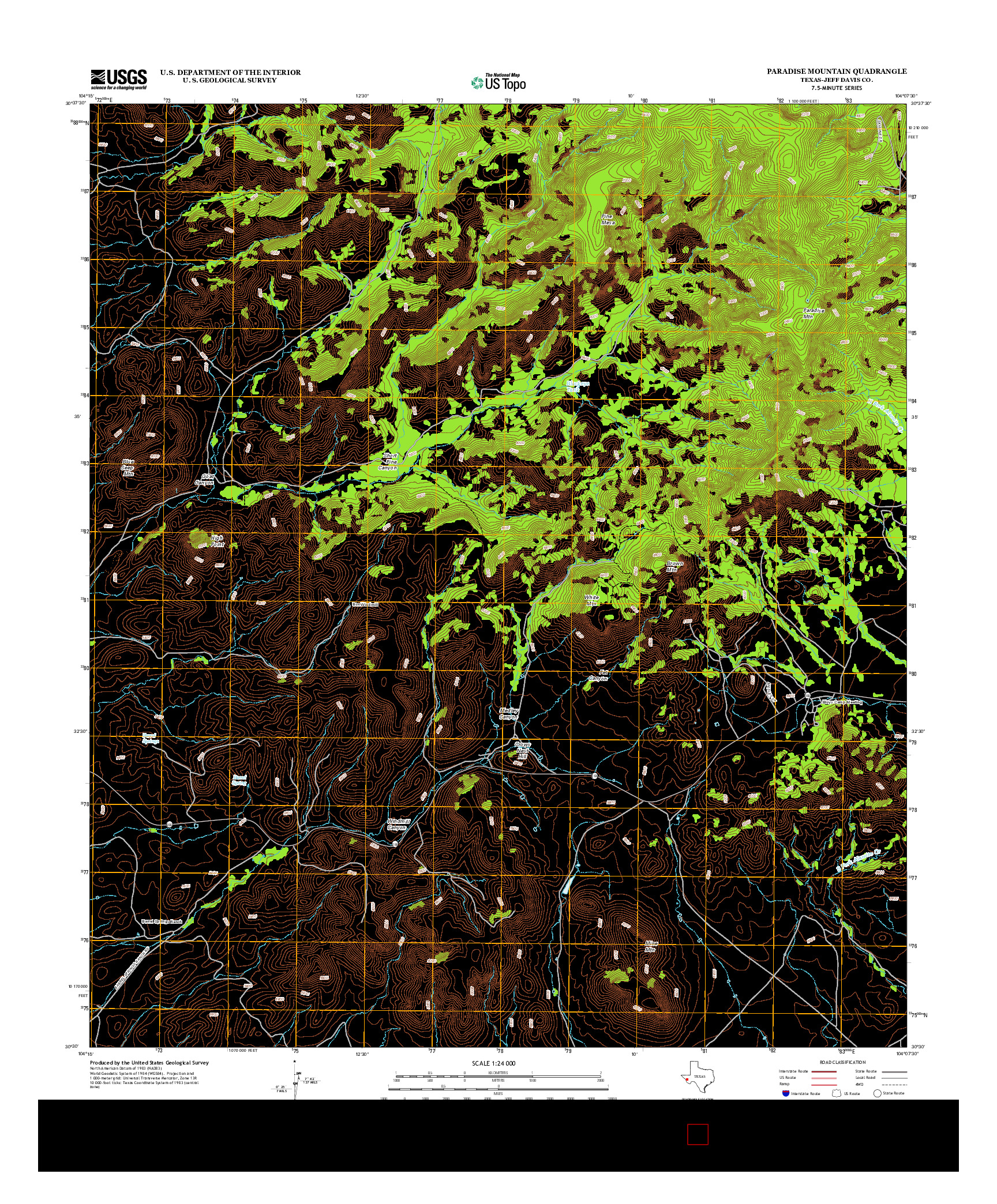 USGS US TOPO 7.5-MINUTE MAP FOR PARADISE MOUNTAIN, TX 2012