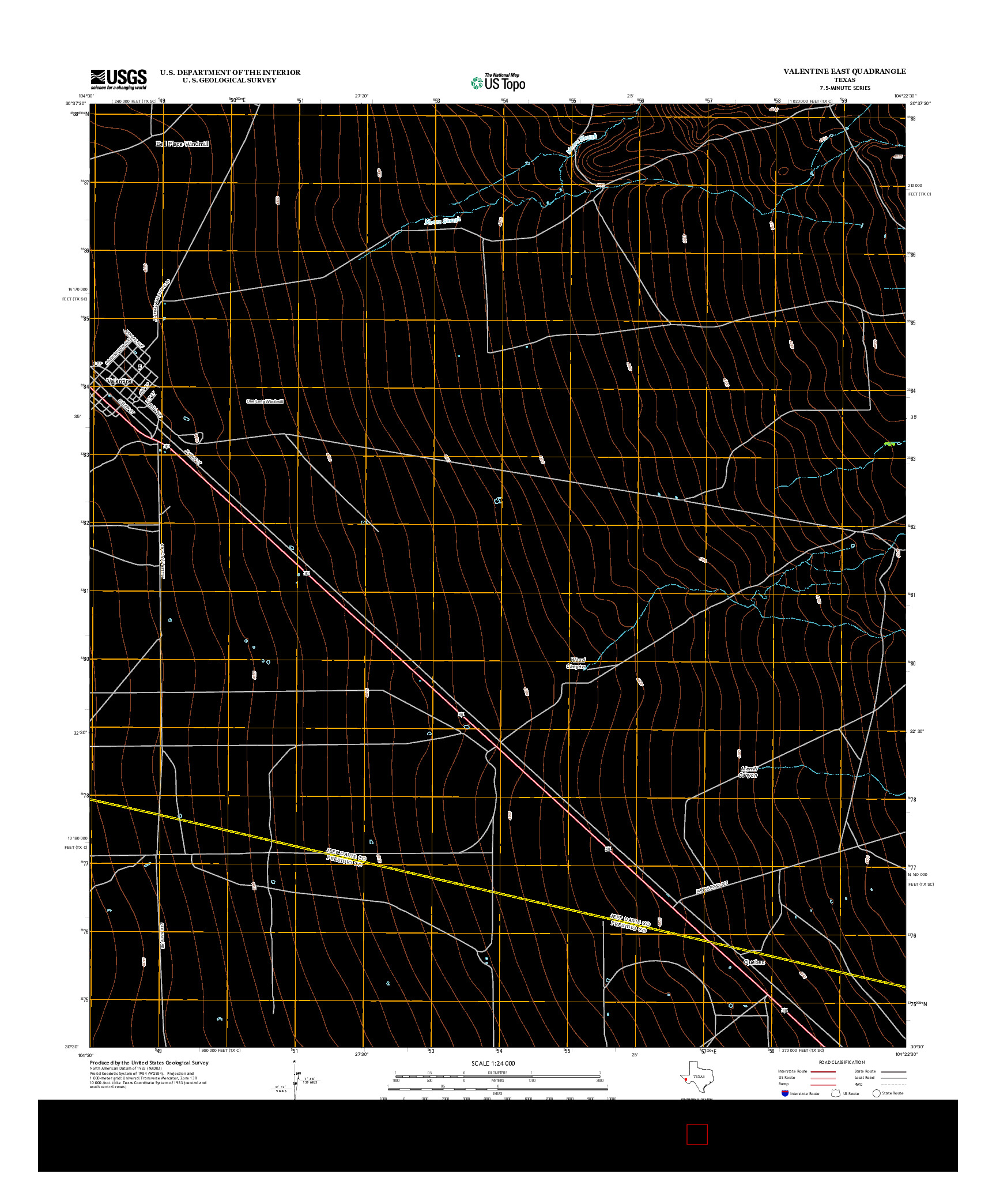 USGS US TOPO 7.5-MINUTE MAP FOR VALENTINE EAST, TX 2012