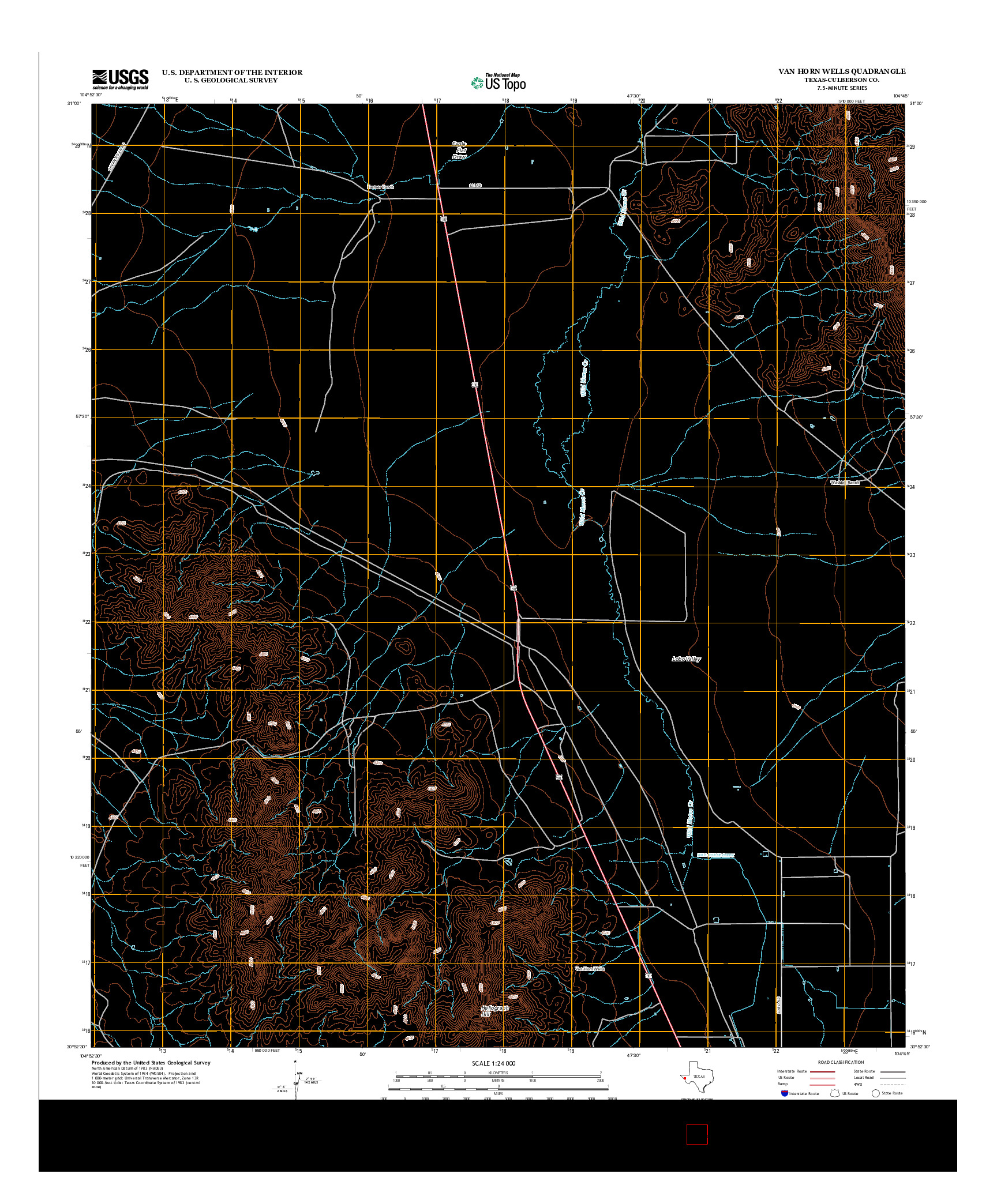USGS US TOPO 7.5-MINUTE MAP FOR VAN HORN WELLS, TX 2012