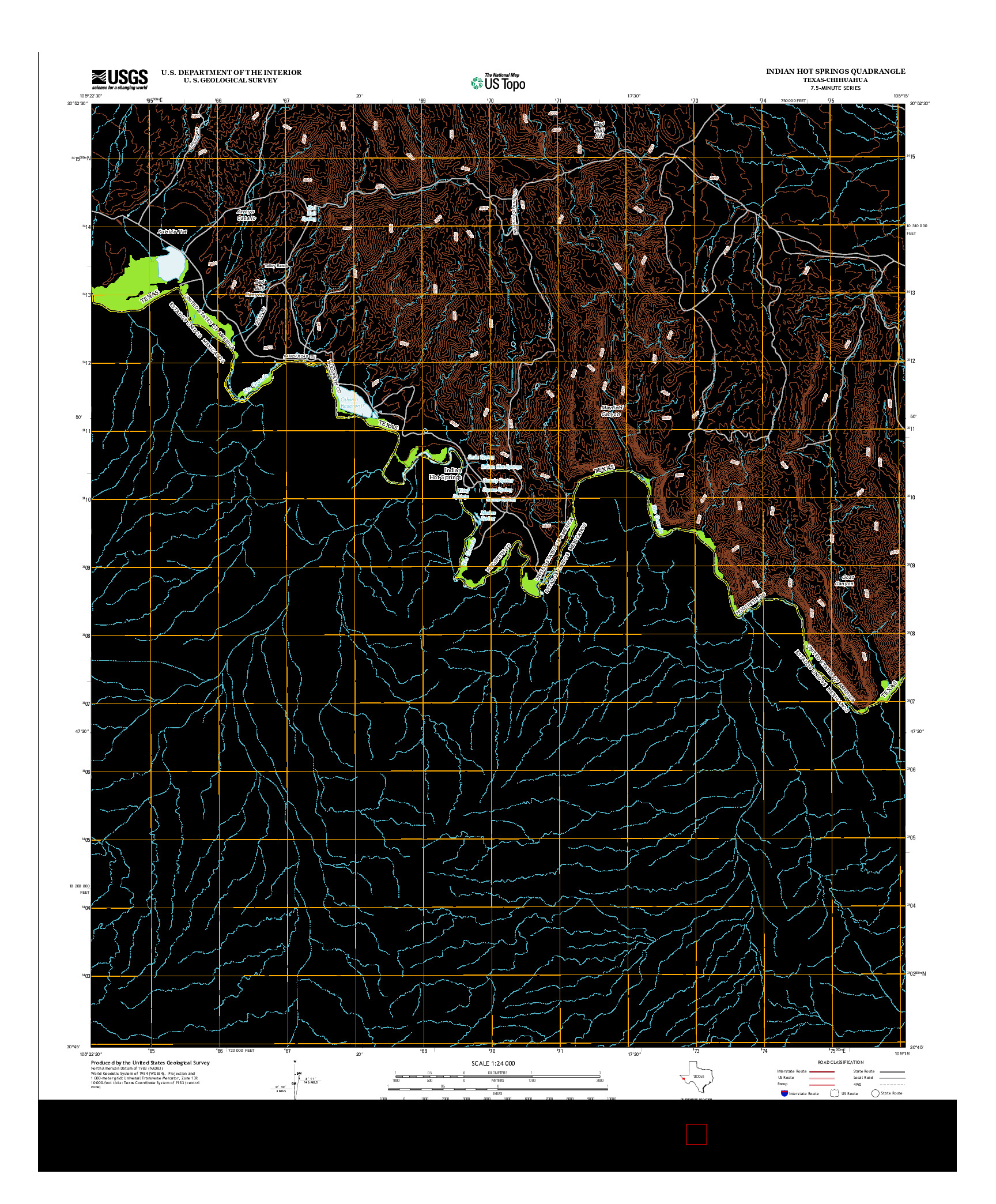 USGS US TOPO 7.5-MINUTE MAP FOR INDIAN HOT SPRINGS, TX-CHH 2012