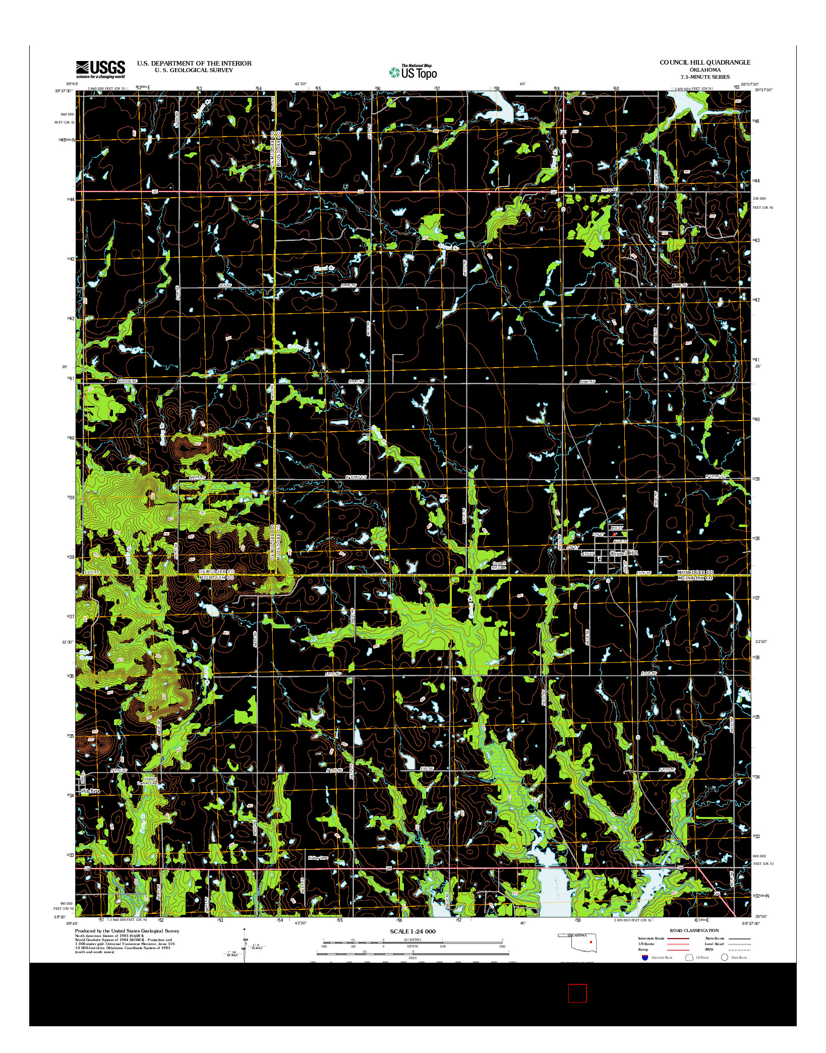 USGS US TOPO 7.5-MINUTE MAP FOR COUNCIL HILL, OK 2012