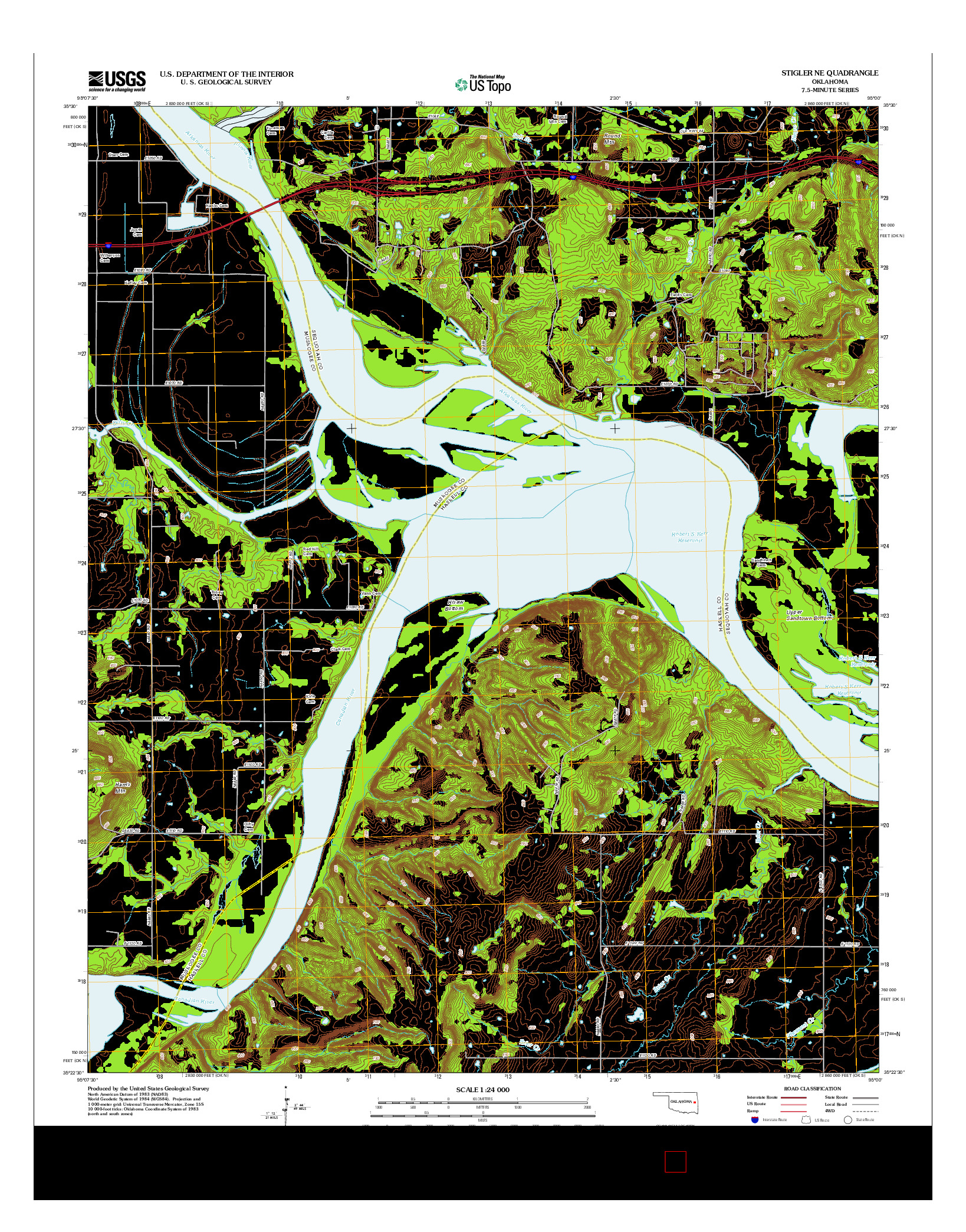 USGS US TOPO 7.5-MINUTE MAP FOR STIGLER NE, OK 2012