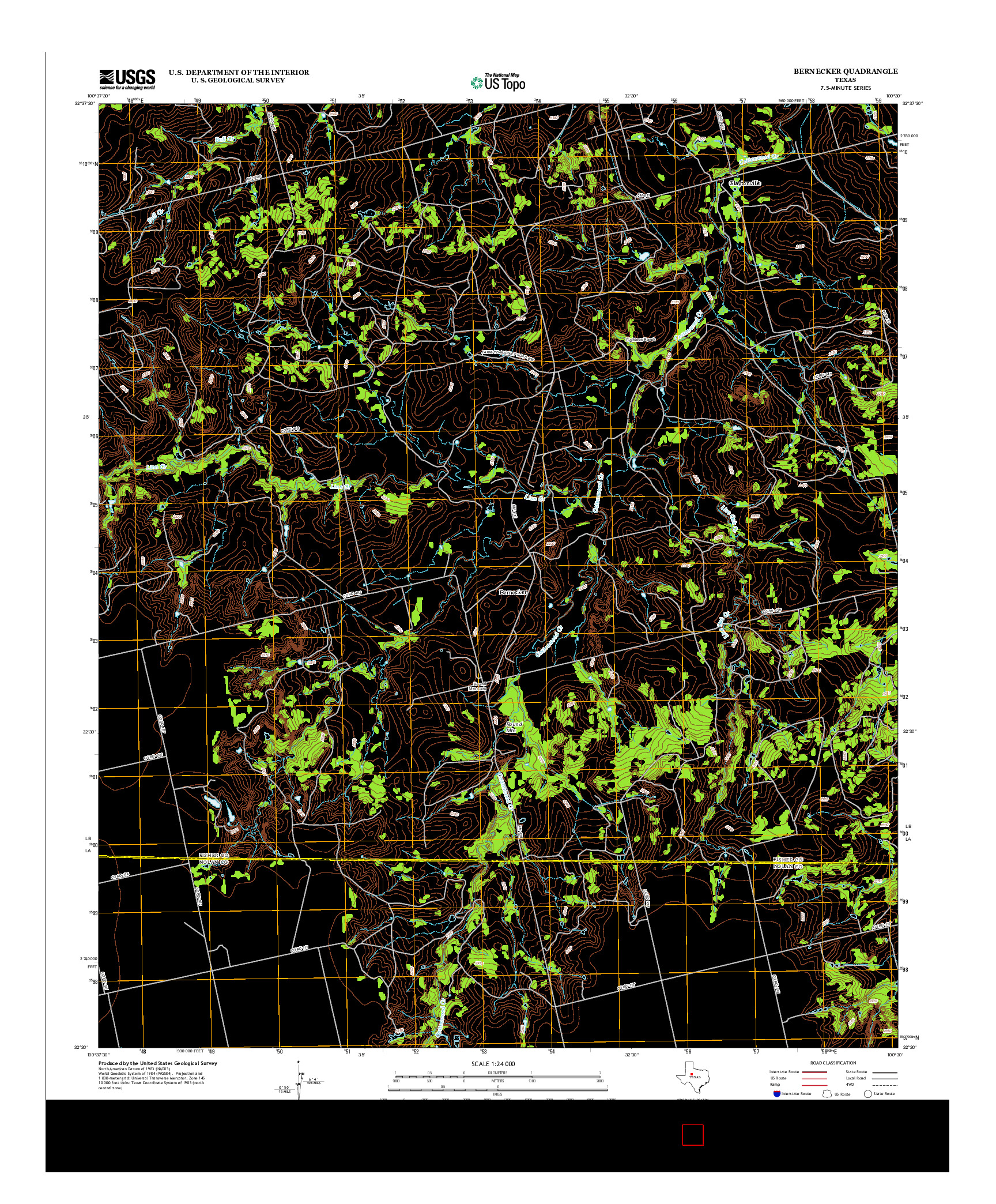 USGS US TOPO 7.5-MINUTE MAP FOR BERNECKER, TX 2012