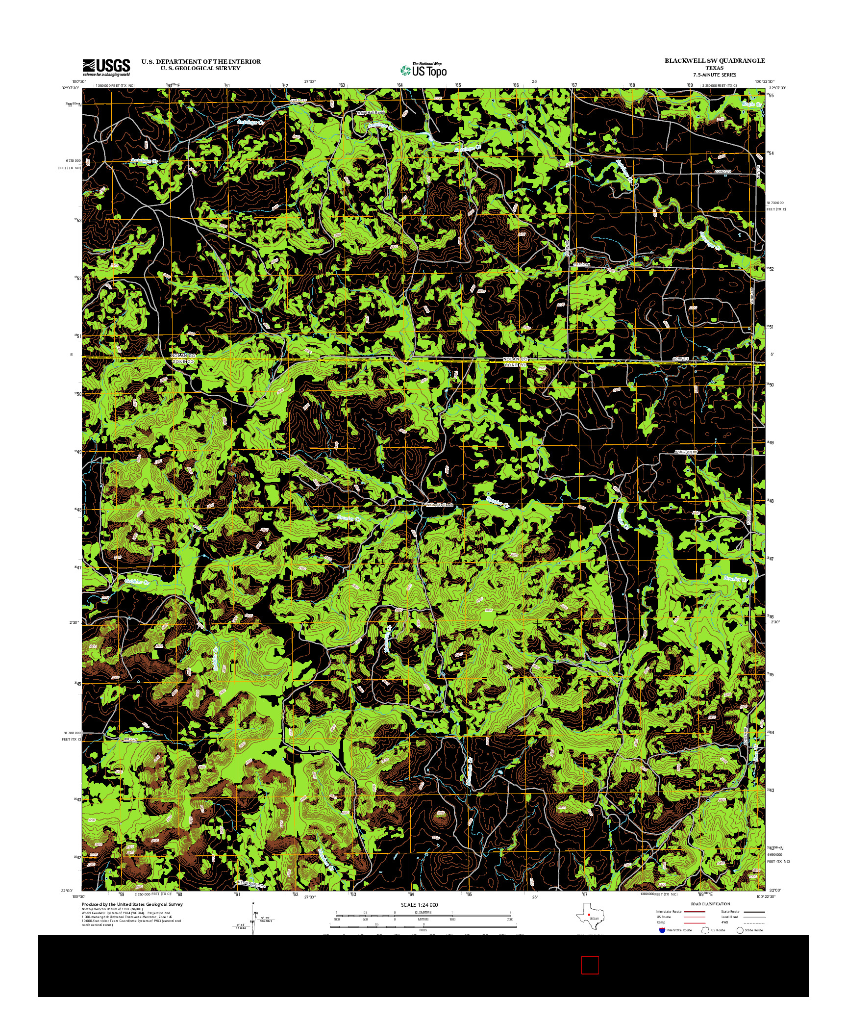 USGS US TOPO 7.5-MINUTE MAP FOR BLACKWELL SW, TX 2012