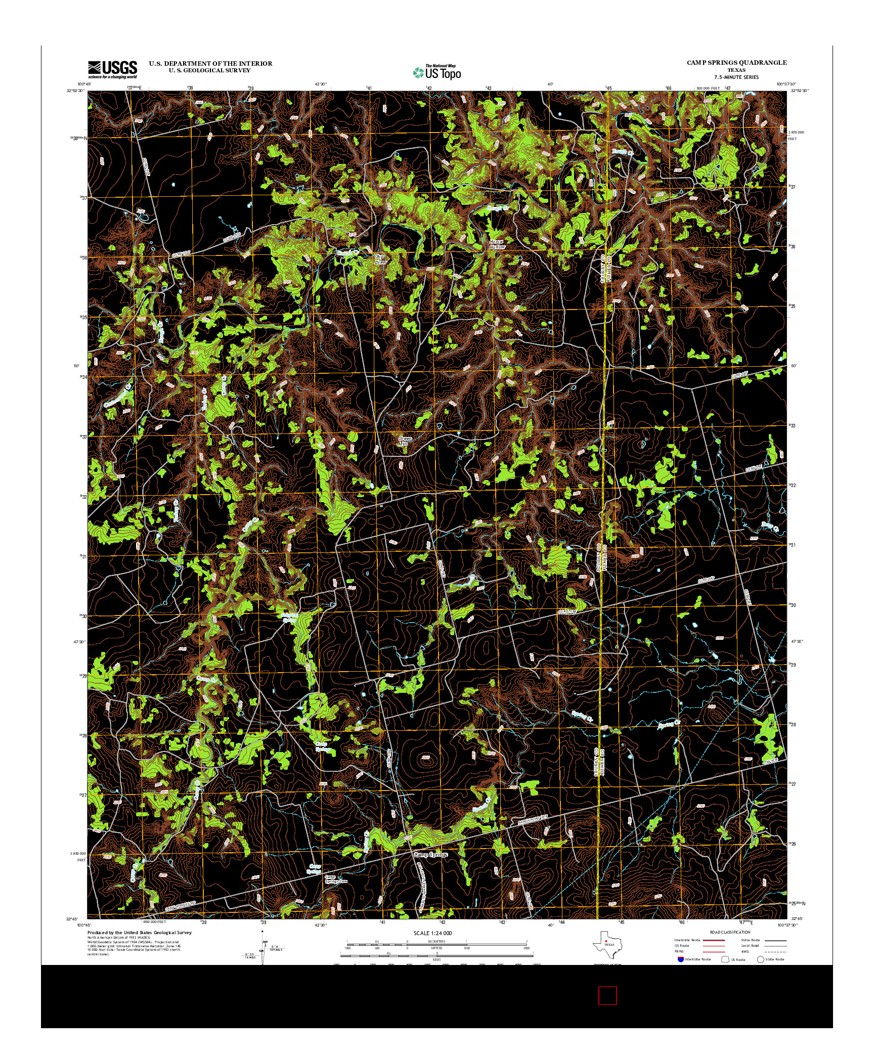 USGS US TOPO 7.5-MINUTE MAP FOR CAMP SPRINGS, TX 2012