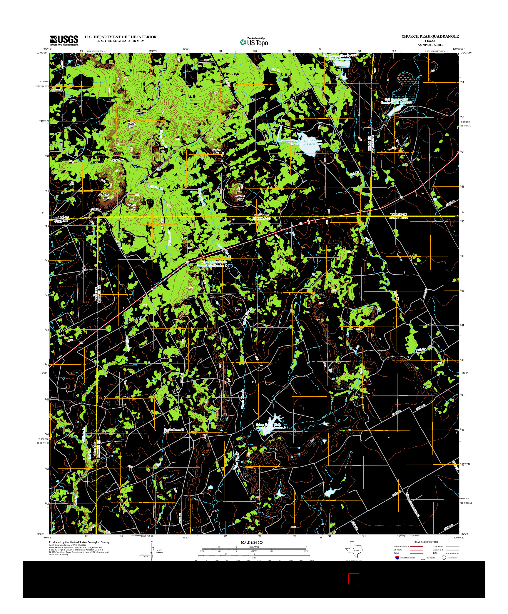 USGS US TOPO 7.5-MINUTE MAP FOR CHURCH PEAK, TX 2012