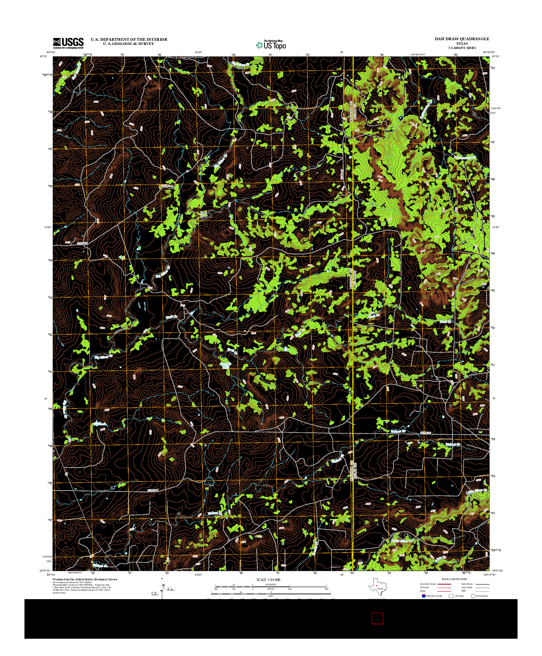 USGS US TOPO 7.5-MINUTE MAP FOR DAM DRAW, TX 2012