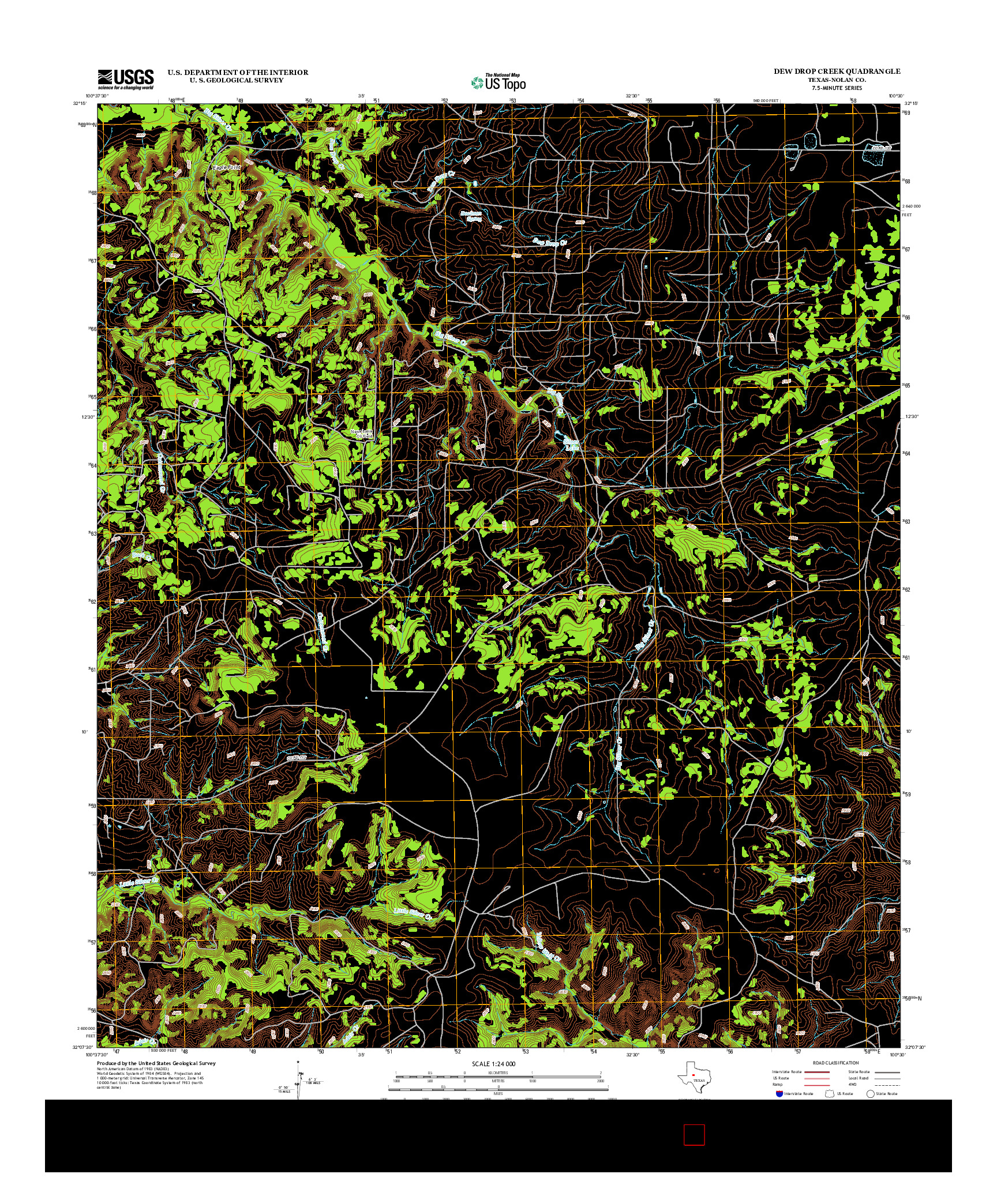 USGS US TOPO 7.5-MINUTE MAP FOR DEW DROP CREEK, TX 2012