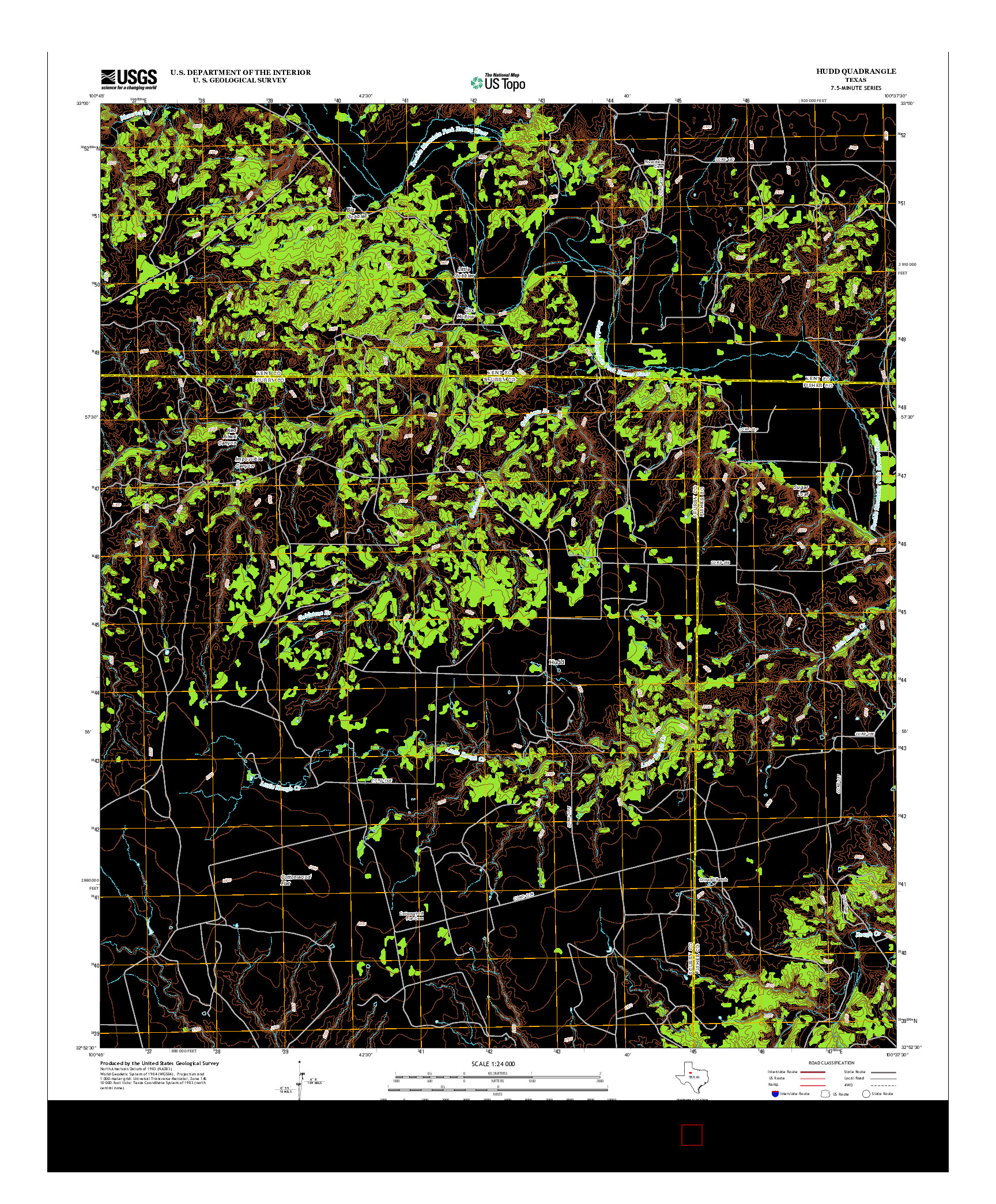 USGS US TOPO 7.5-MINUTE MAP FOR HUDD, TX 2012