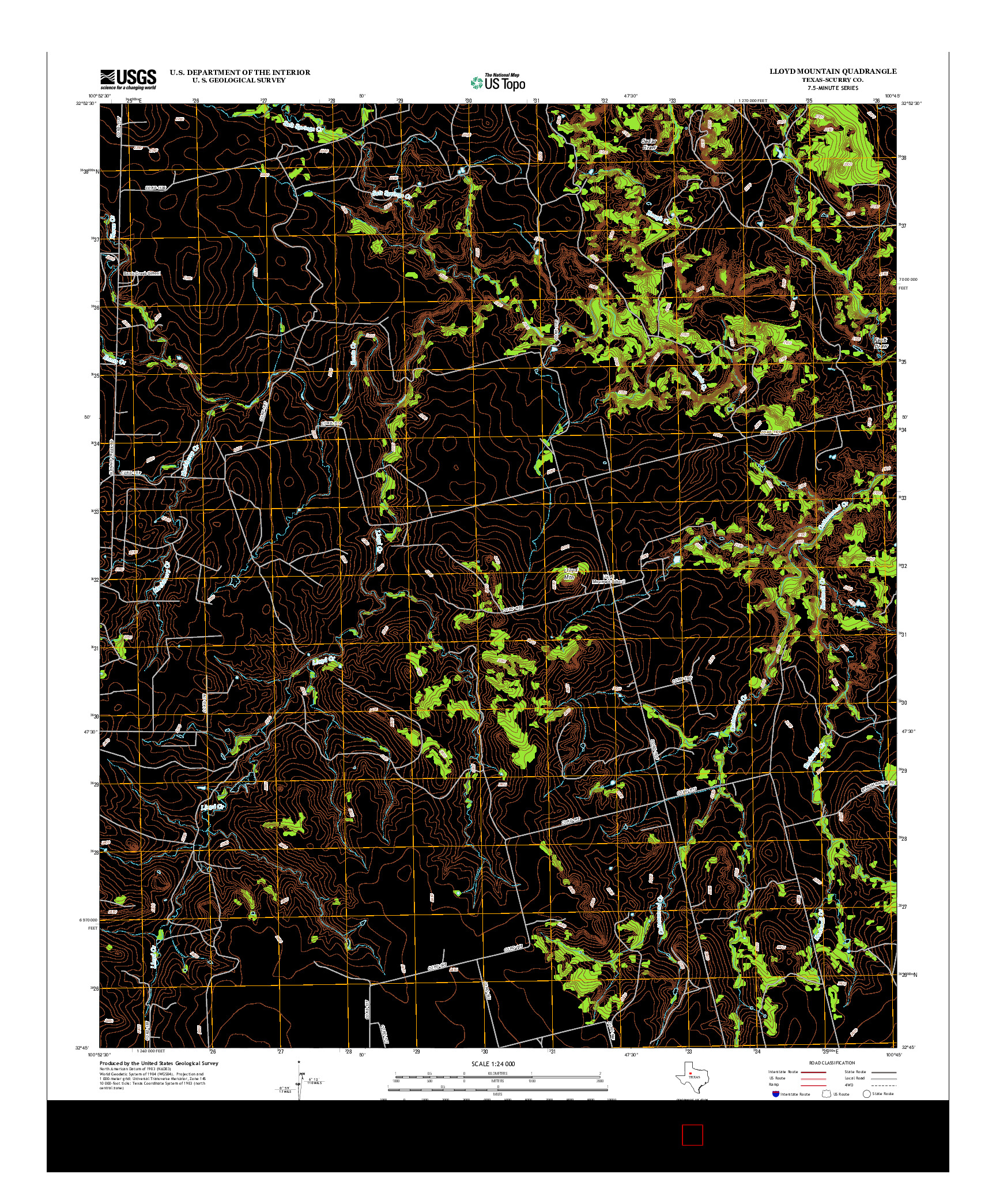 USGS US TOPO 7.5-MINUTE MAP FOR LLOYD MOUNTAIN, TX 2012