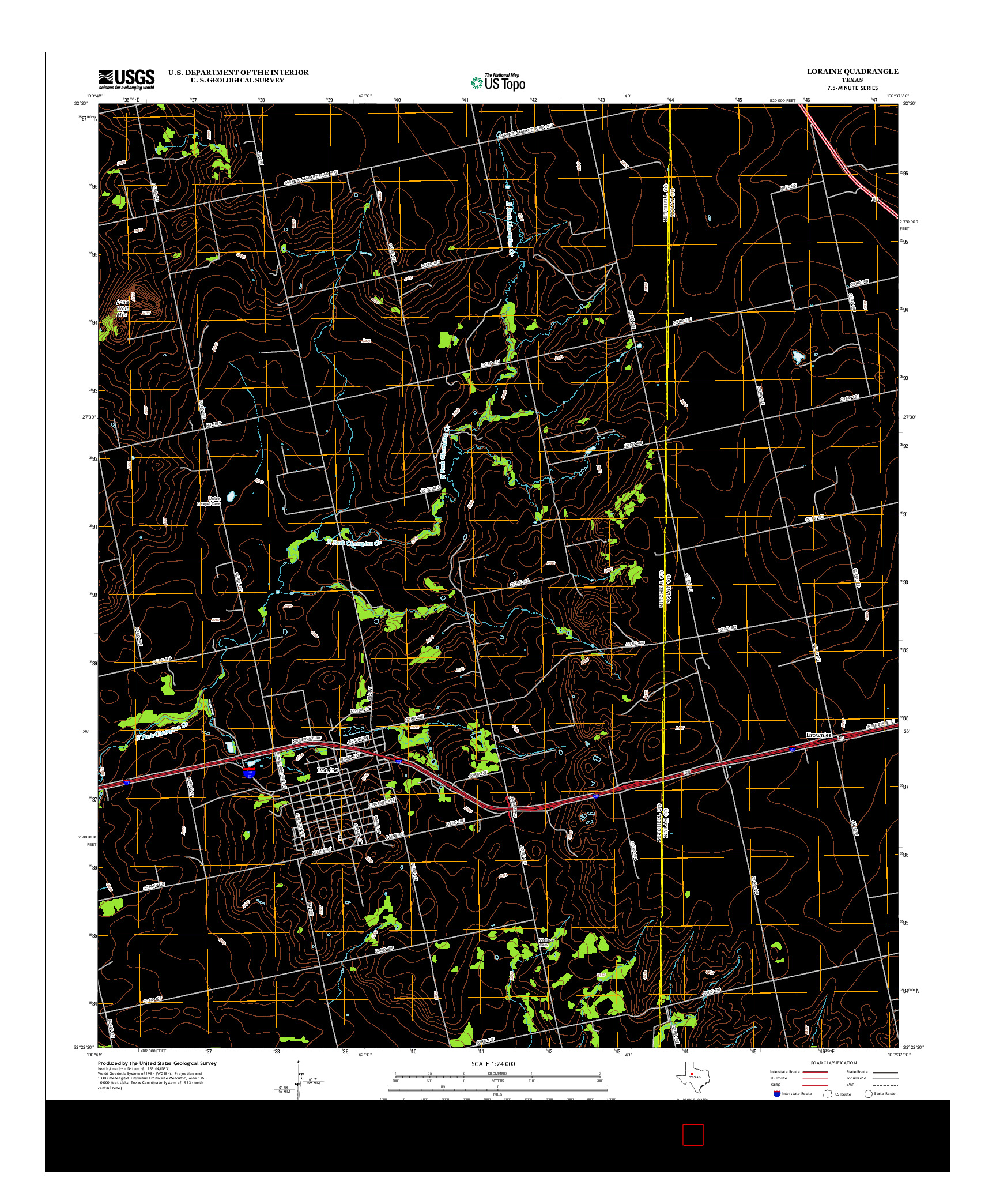 USGS US TOPO 7.5-MINUTE MAP FOR LORAINE, TX 2012