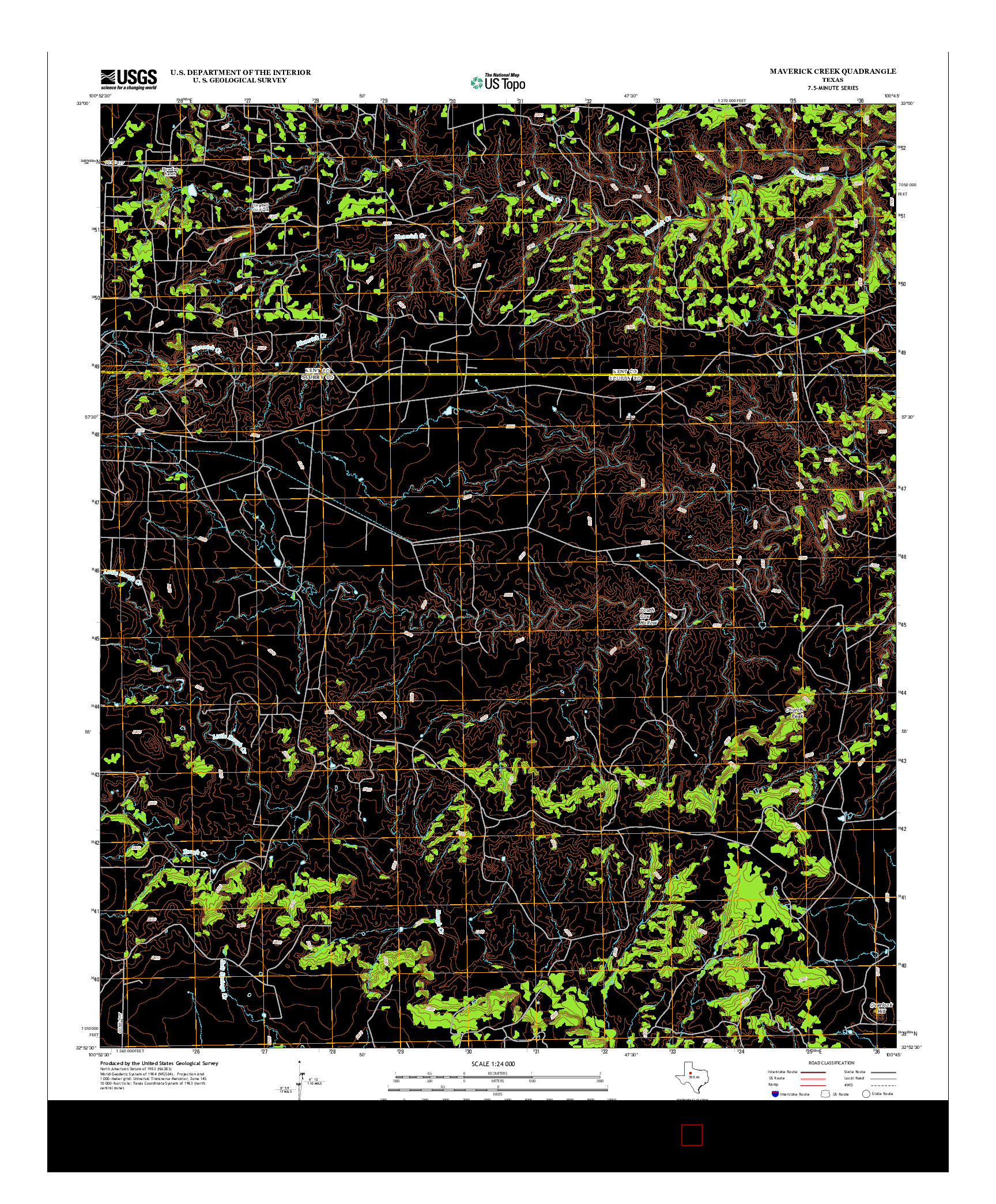 USGS US TOPO 7.5-MINUTE MAP FOR MAVERICK CREEK, TX 2012