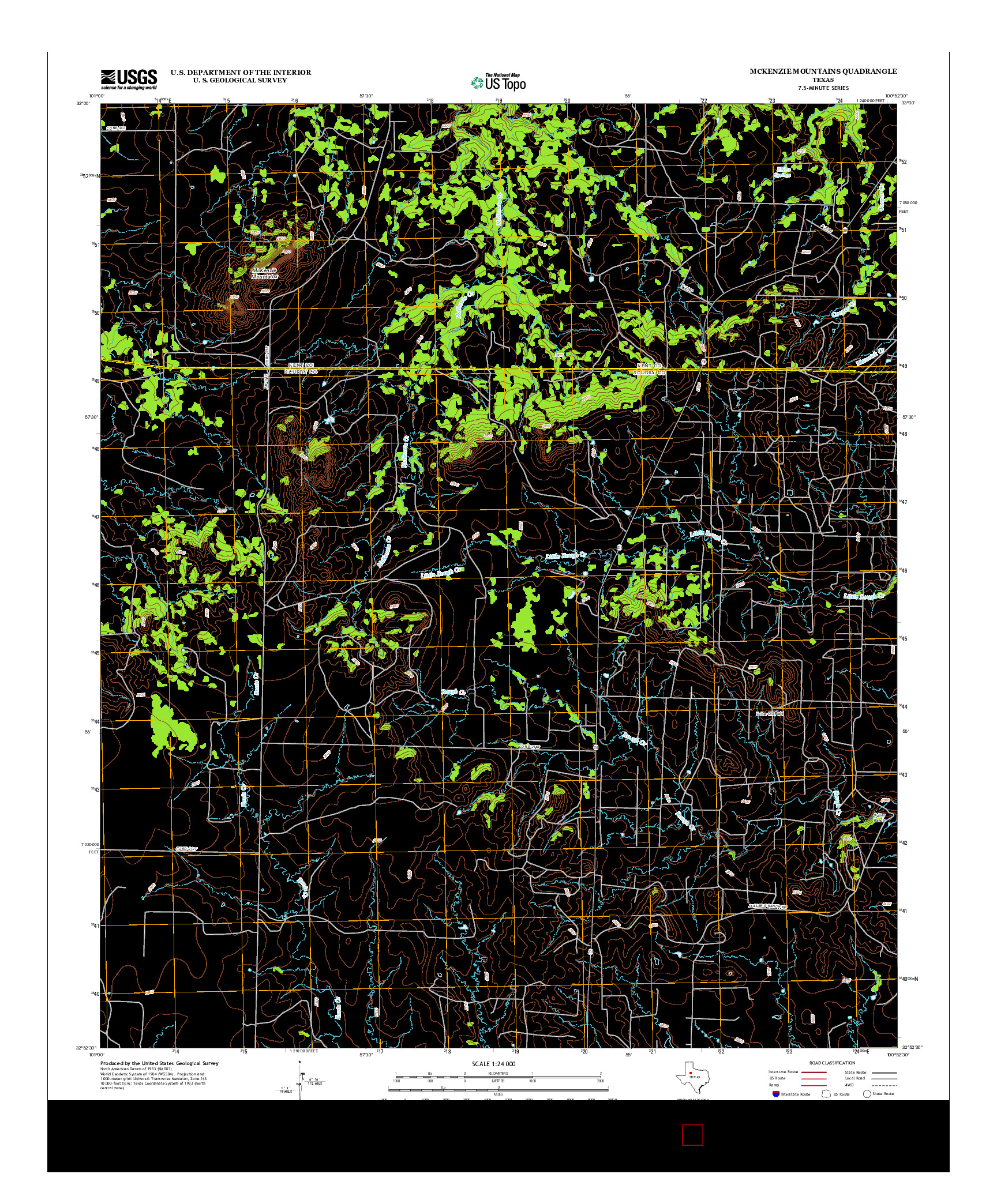 USGS US TOPO 7.5-MINUTE MAP FOR MCKENZIE MOUNTAINS, TX 2012