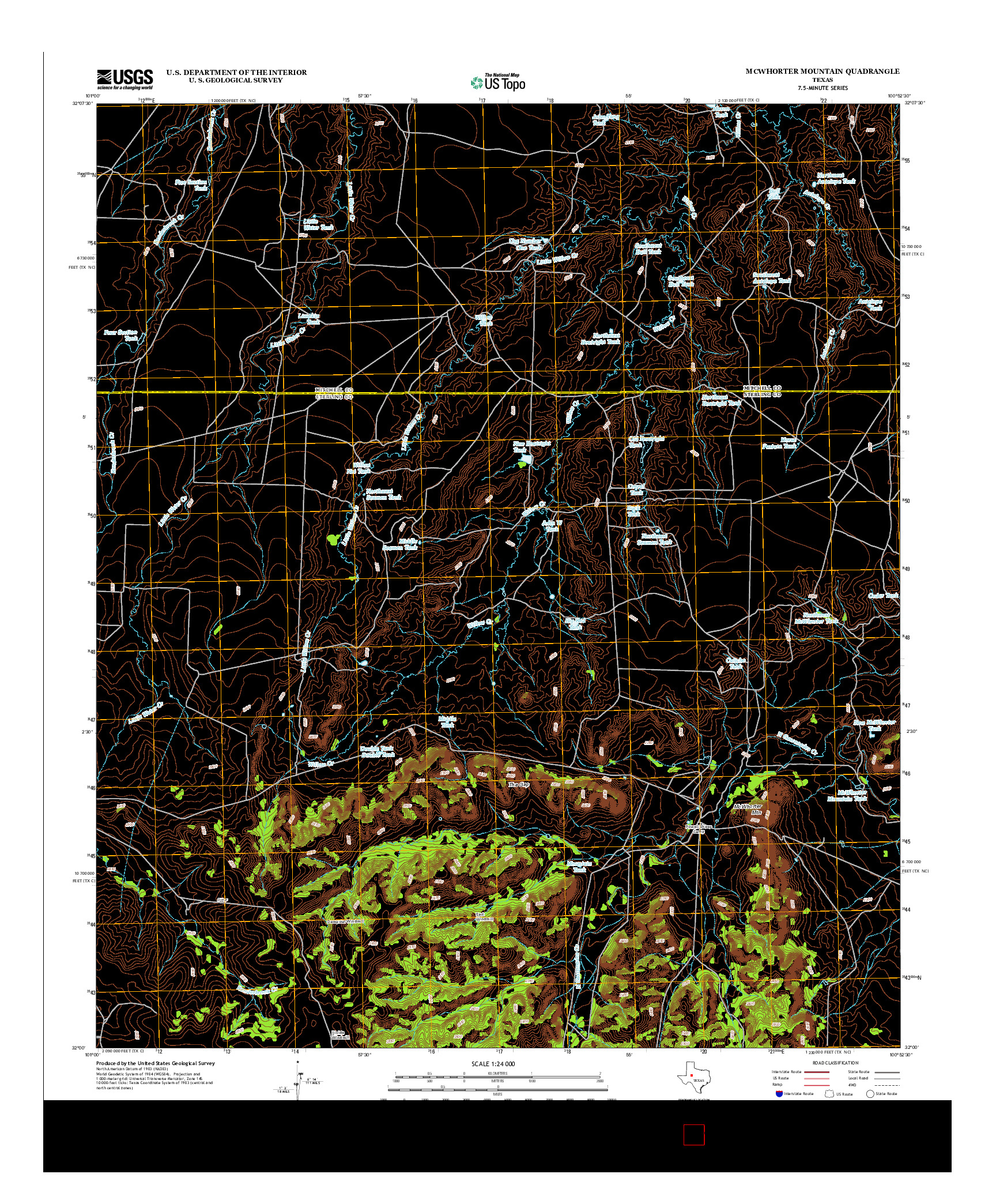 USGS US TOPO 7.5-MINUTE MAP FOR MCWHORTER MOUNTAIN, TX 2012