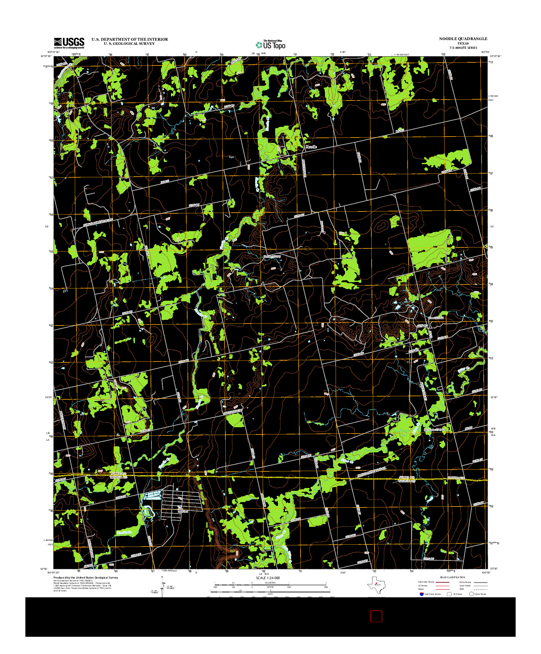 USGS US TOPO 7.5-MINUTE MAP FOR NOODLE, TX 2012