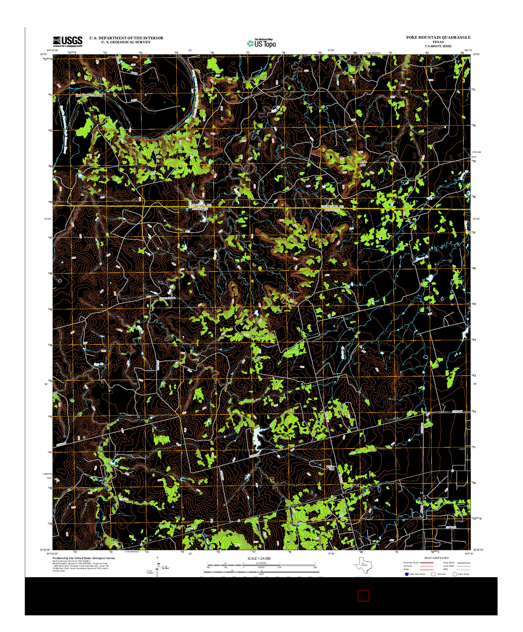 USGS US TOPO 7.5-MINUTE MAP FOR POKE MOUNTAIN, TX 2012