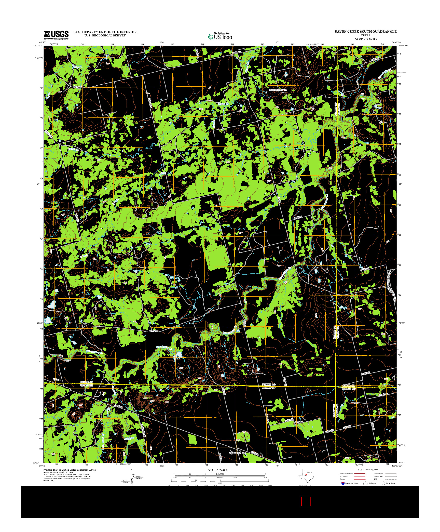 USGS US TOPO 7.5-MINUTE MAP FOR RAVEN CREEK SOUTH, TX 2012