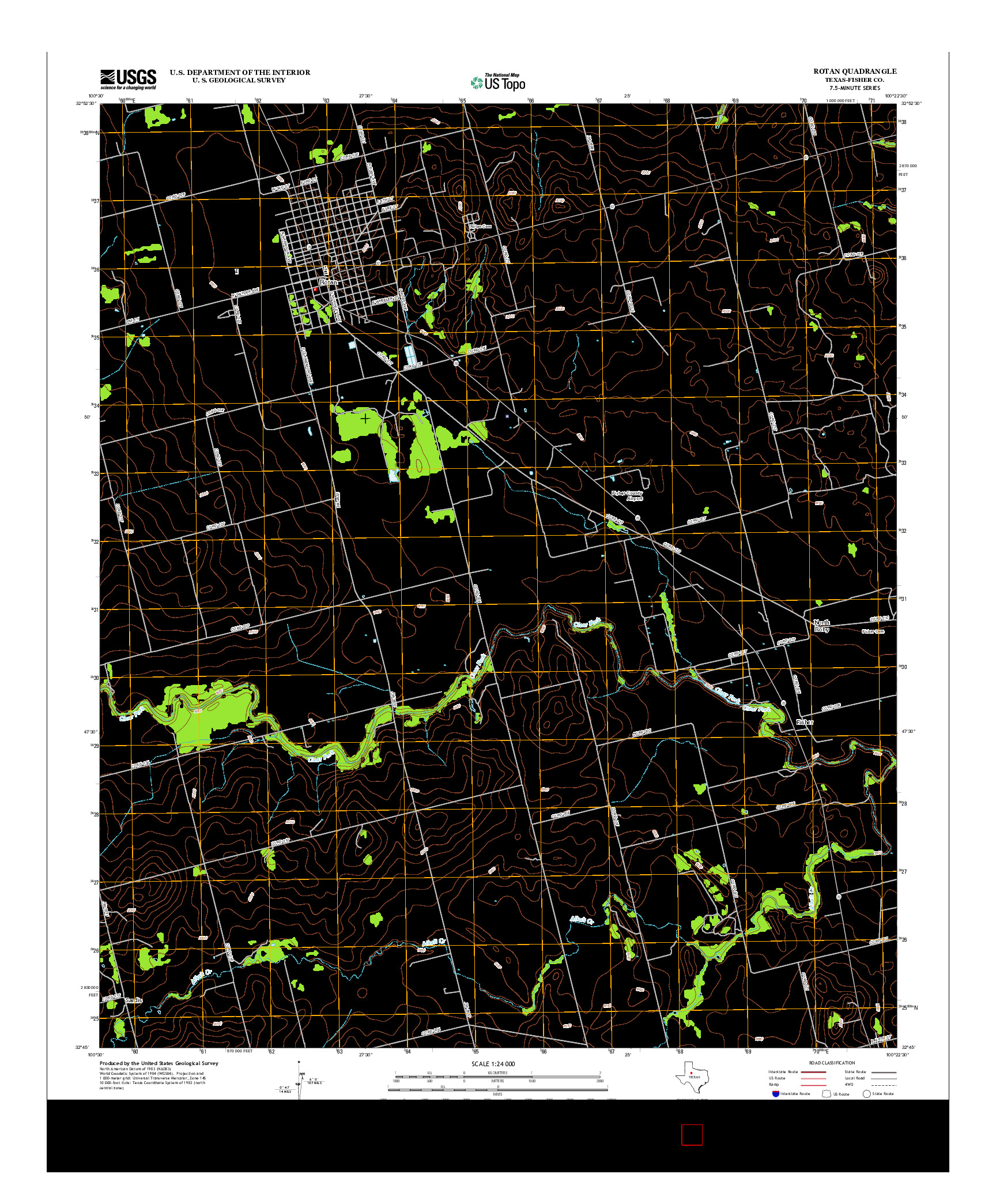 USGS US TOPO 7.5-MINUTE MAP FOR ROTAN, TX 2012