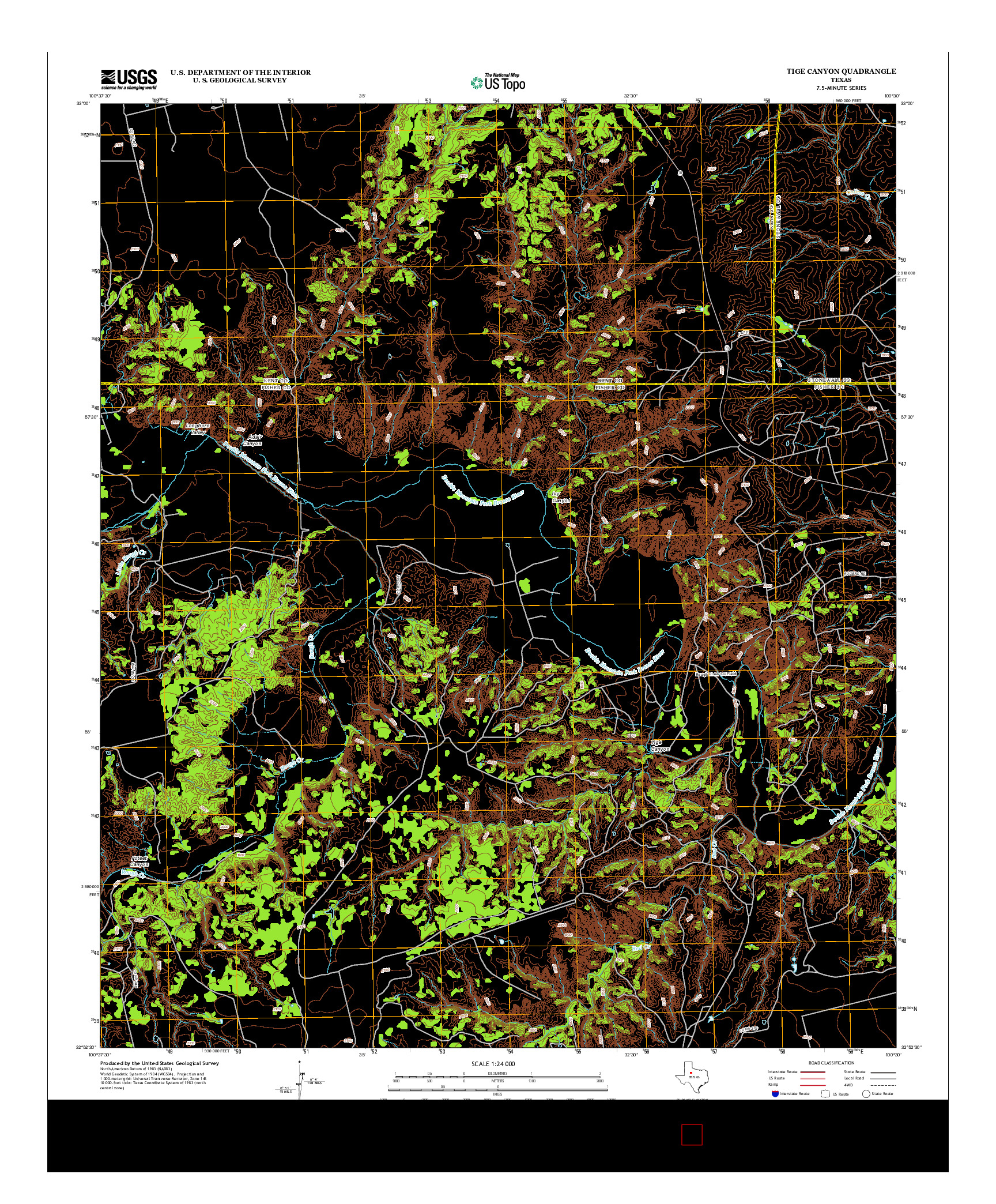 USGS US TOPO 7.5-MINUTE MAP FOR TIGE CANYON, TX 2012