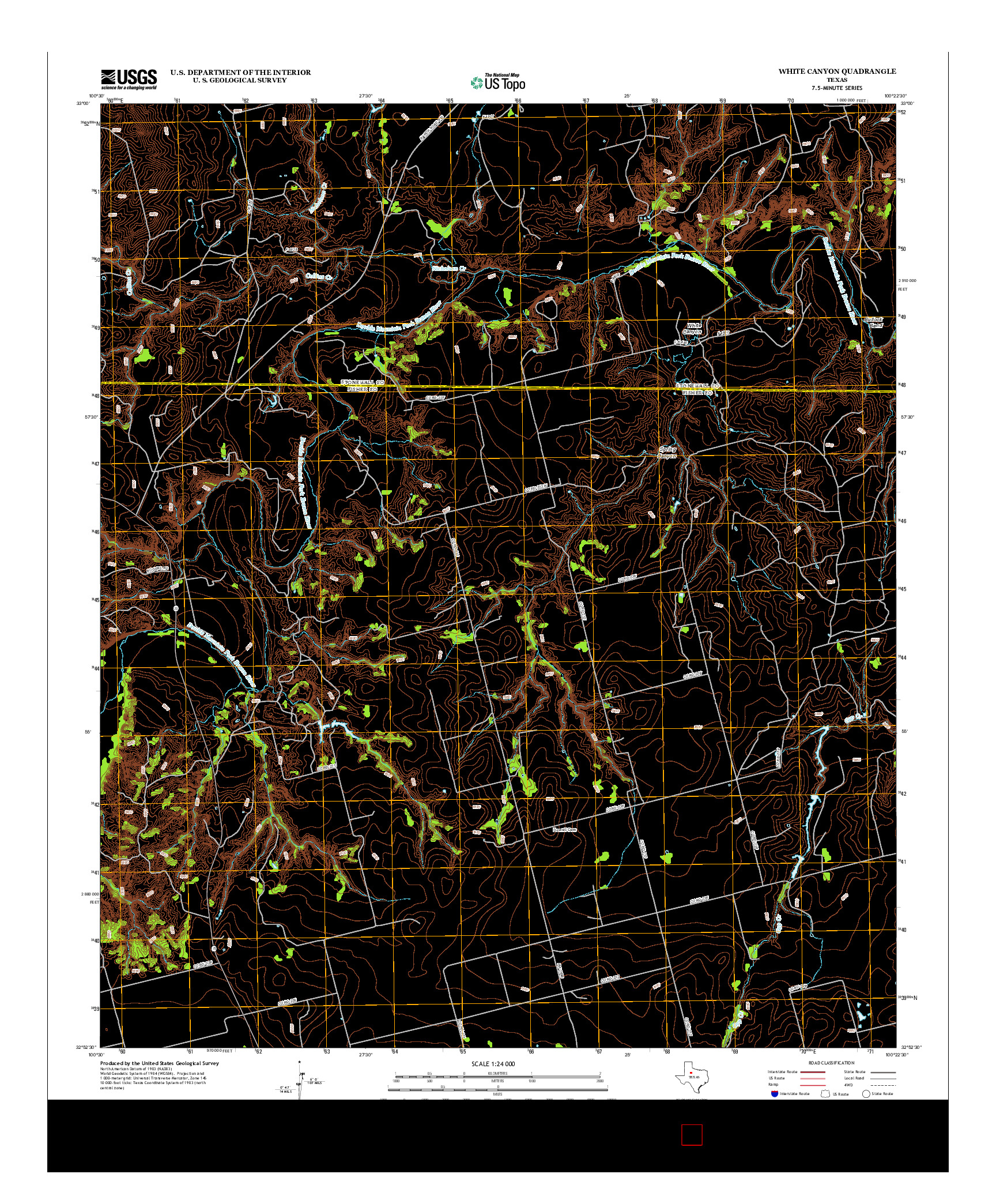 USGS US TOPO 7.5-MINUTE MAP FOR WHITE CANYON, TX 2012