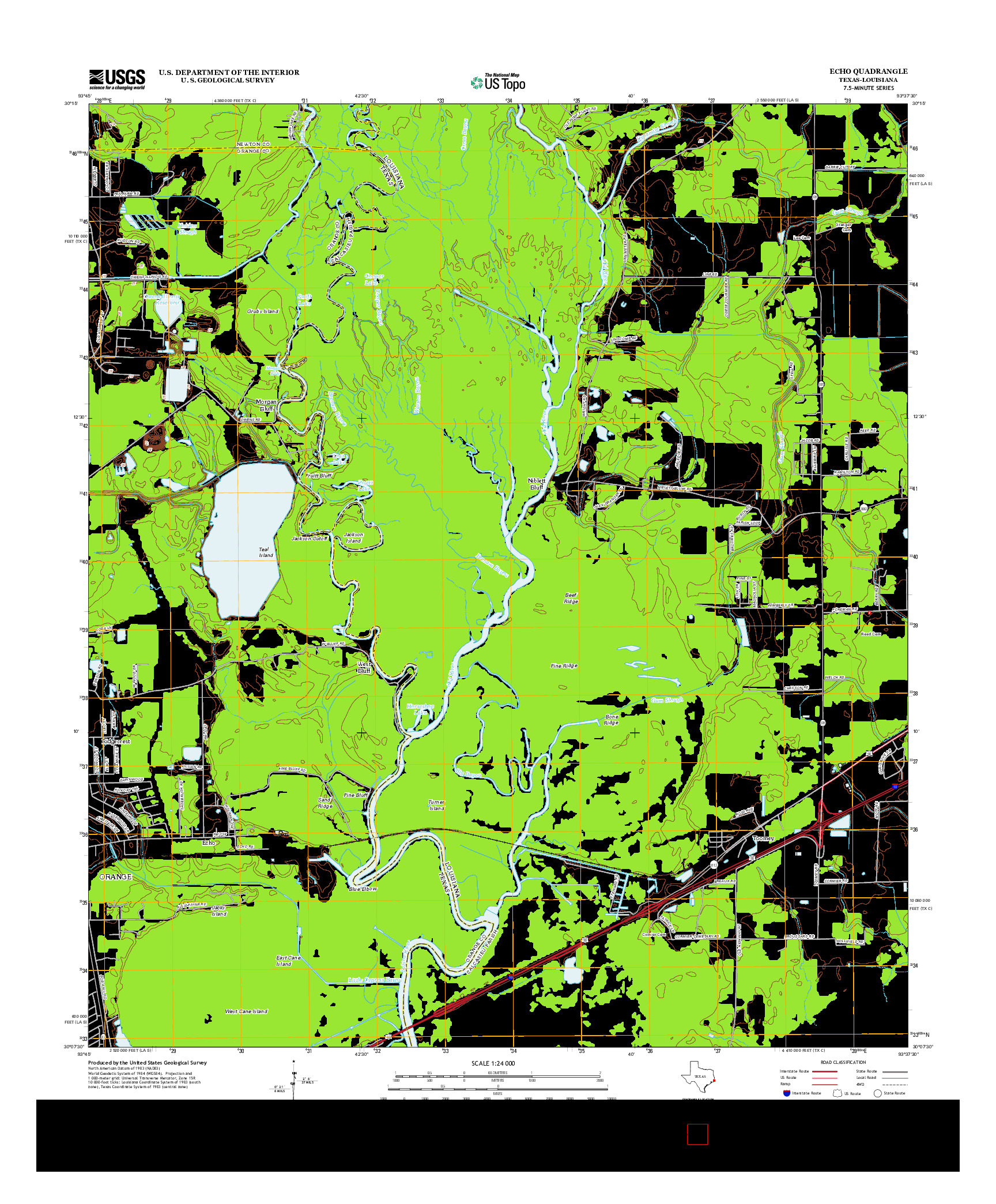 USGS US TOPO 7.5-MINUTE MAP FOR ECHO, TX-LA 2012