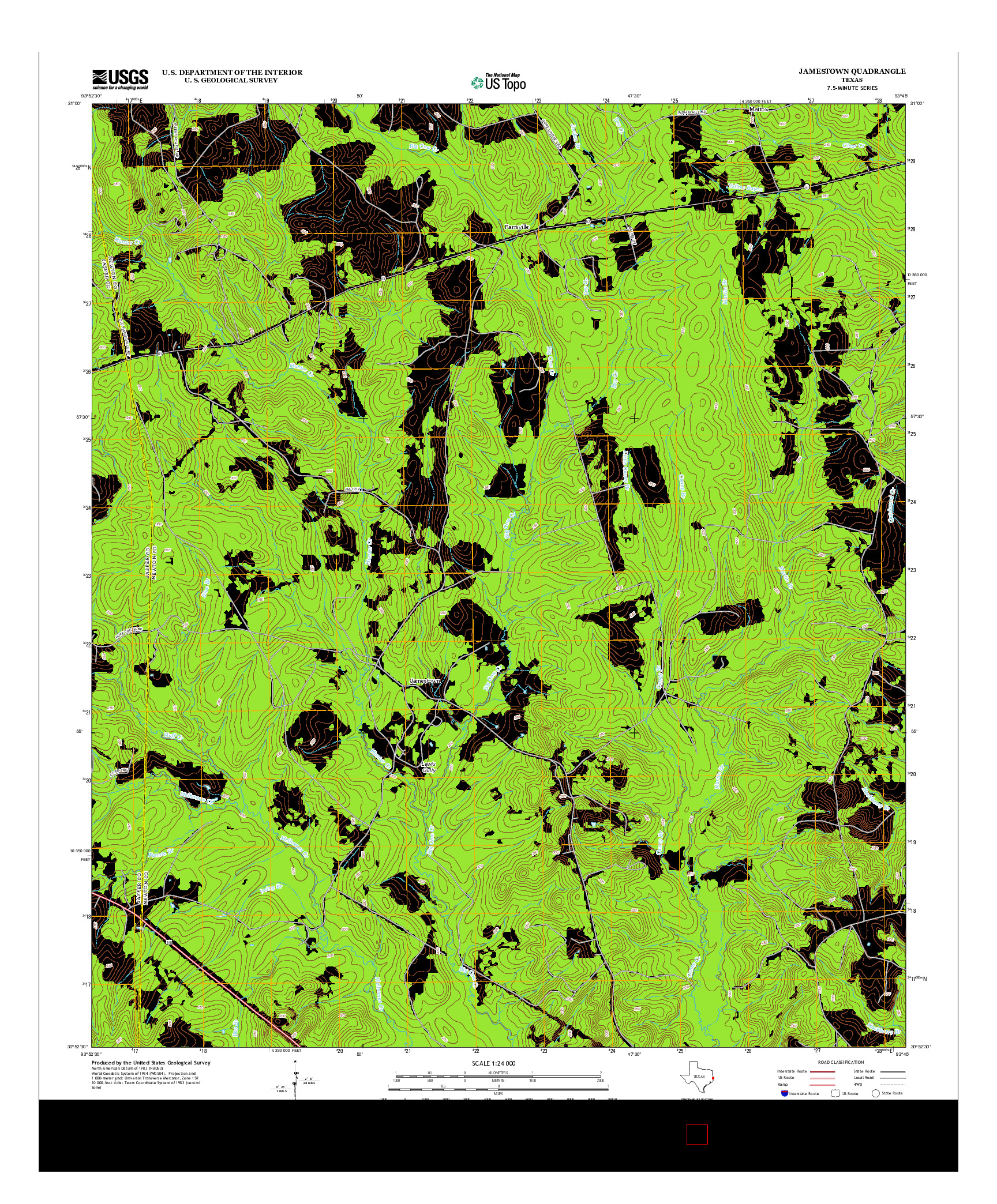USGS US TOPO 7.5-MINUTE MAP FOR JAMESTOWN, TX 2012