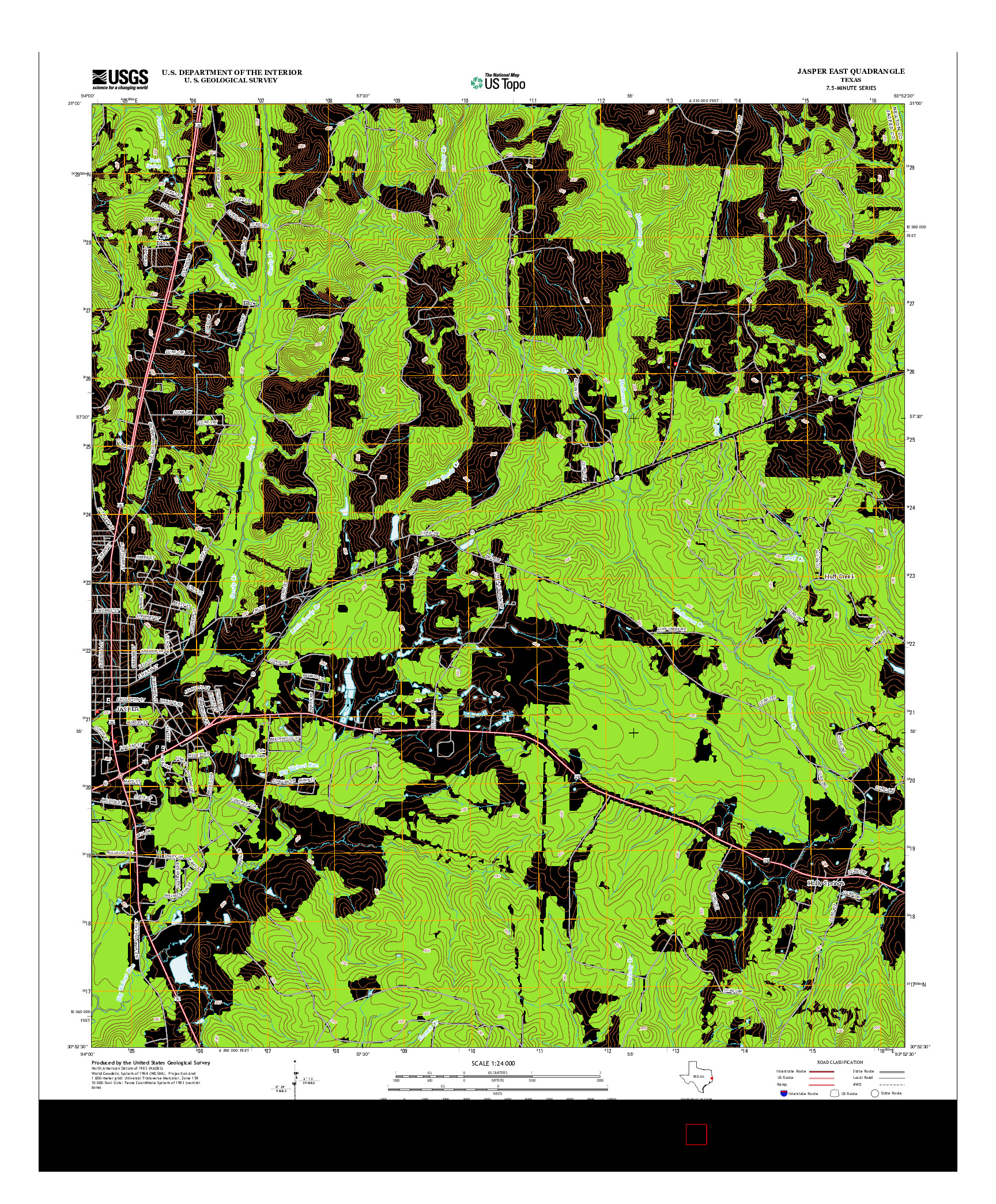 USGS US TOPO 7.5-MINUTE MAP FOR JASPER EAST, TX 2012
