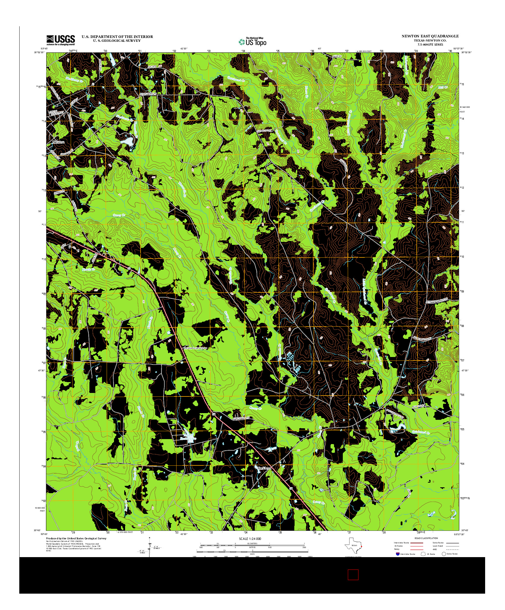 USGS US TOPO 7.5-MINUTE MAP FOR NEWTON EAST, TX 2012