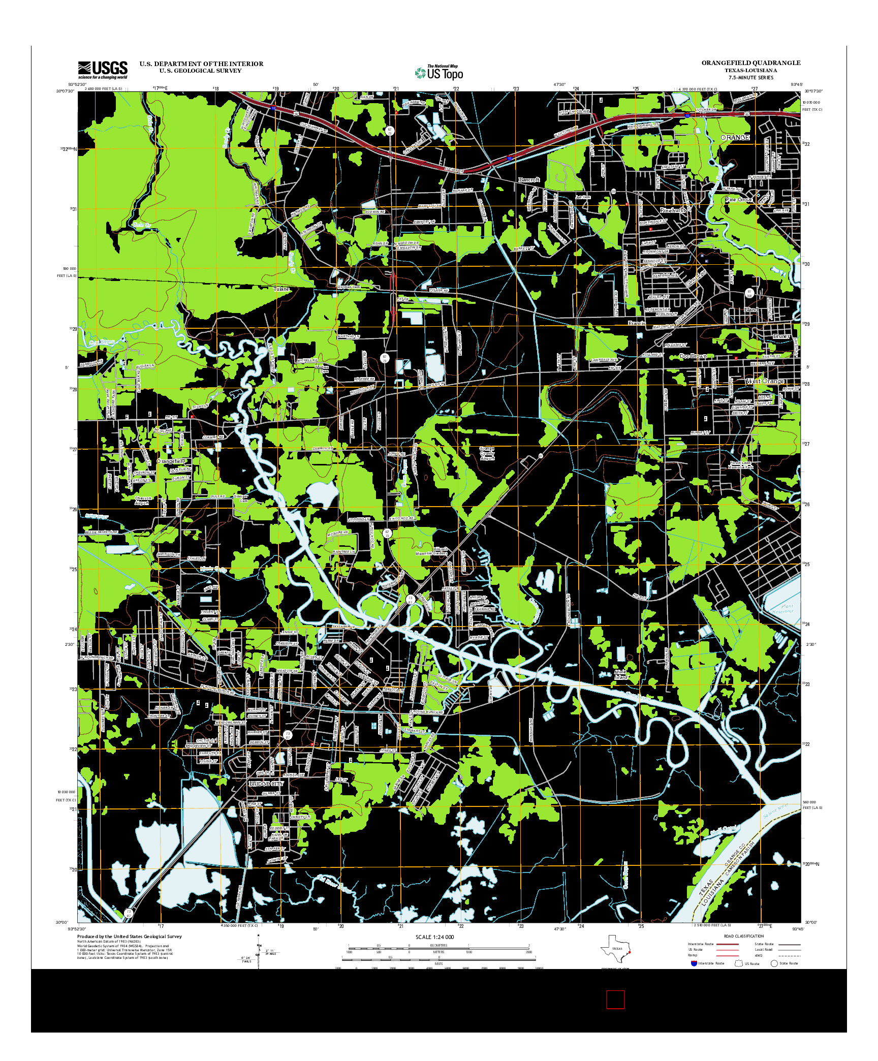 USGS US TOPO 7.5-MINUTE MAP FOR ORANGEFIELD, TX-LA 2012