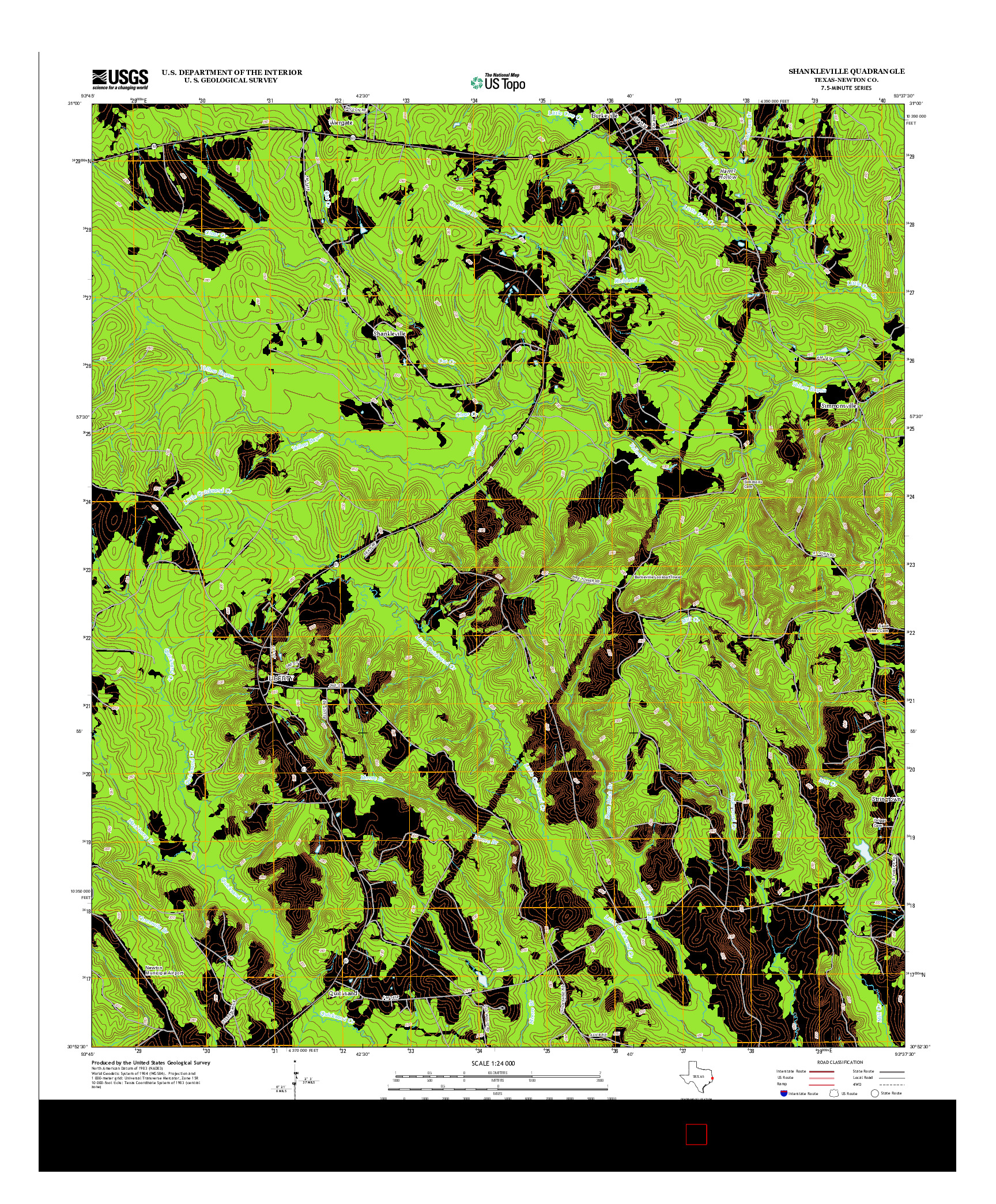 USGS US TOPO 7.5-MINUTE MAP FOR SHANKLEVILLE, TX 2012