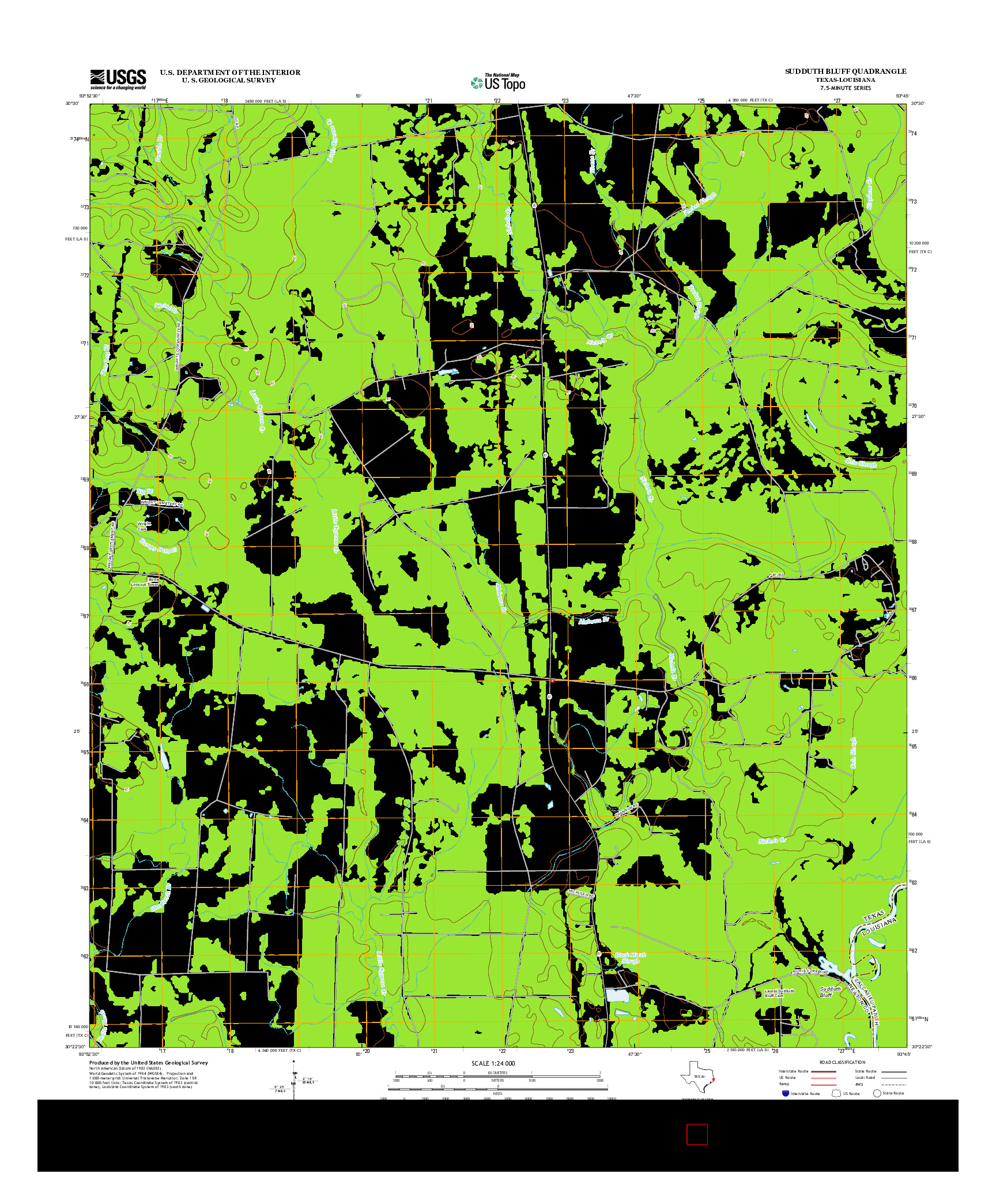 USGS US TOPO 7.5-MINUTE MAP FOR SUDDUTH BLUFF, TX-LA 2012