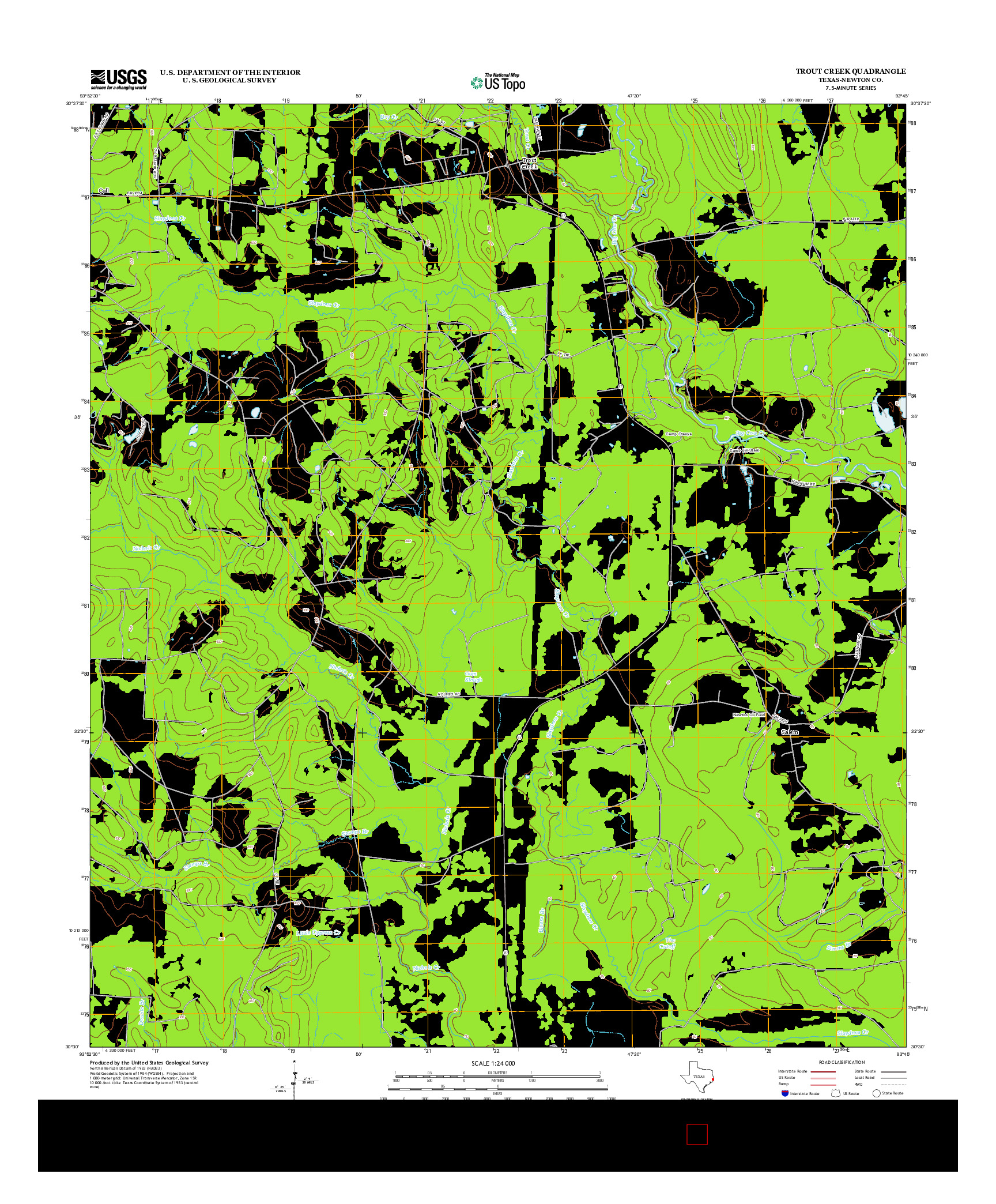 USGS US TOPO 7.5-MINUTE MAP FOR TROUT CREEK, TX 2012