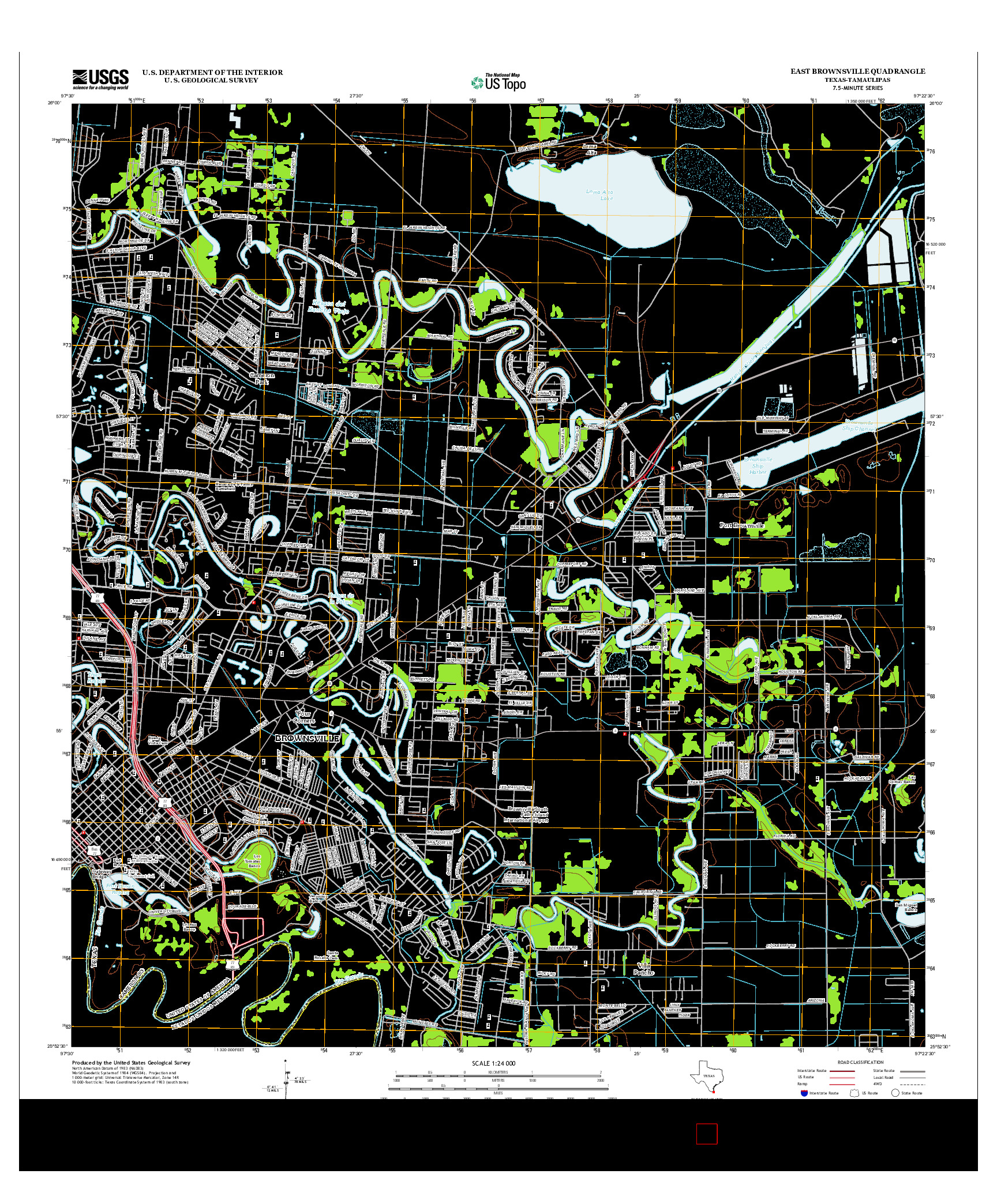 USGS US TOPO 7.5-MINUTE MAP FOR EAST BROWNSVILLE, TX-TAM 2012