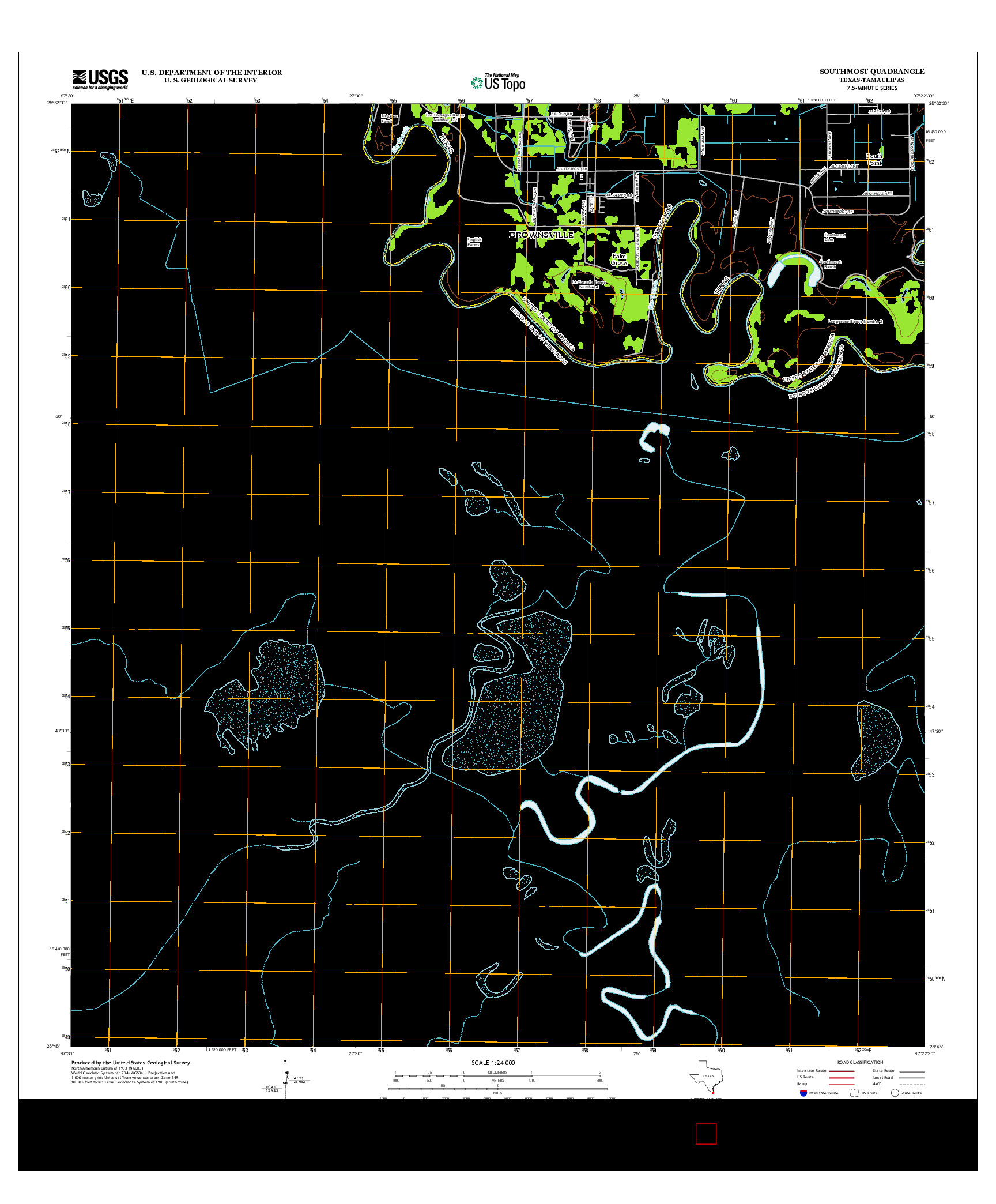 USGS US TOPO 7.5-MINUTE MAP FOR SOUTHMOST, TX-TAM 2012