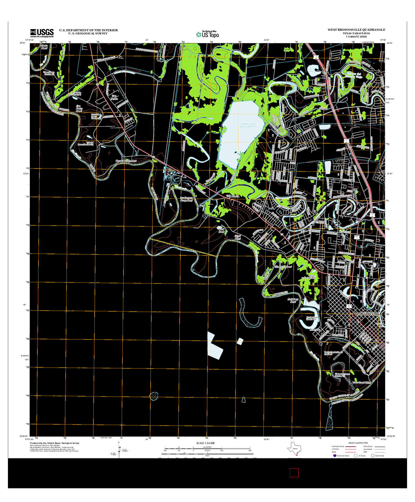 USGS US TOPO 7.5-MINUTE MAP FOR WEST BROWNSVILLE, TX-TAM 2012